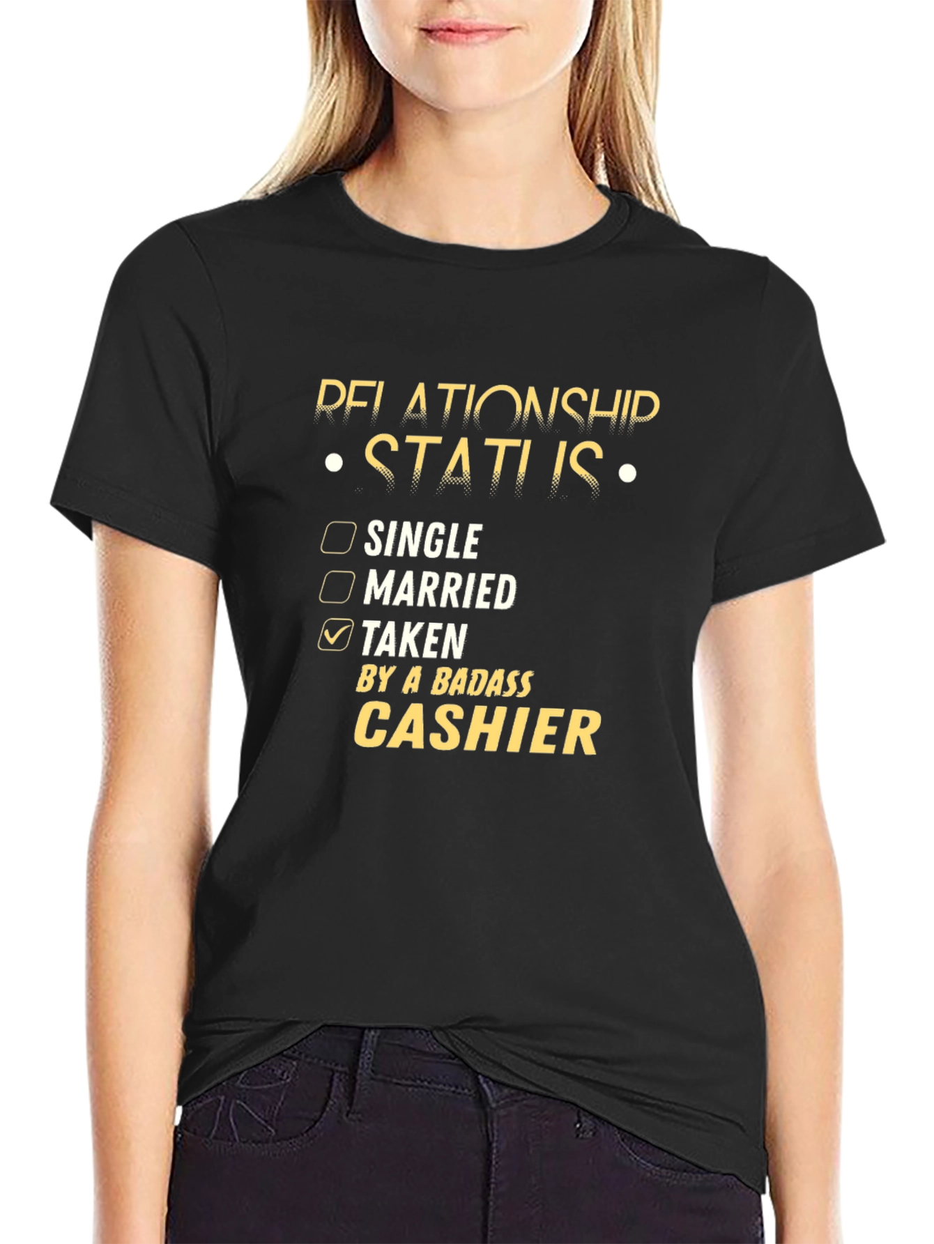 Taken By A Badass Cashier Black T-Shirt