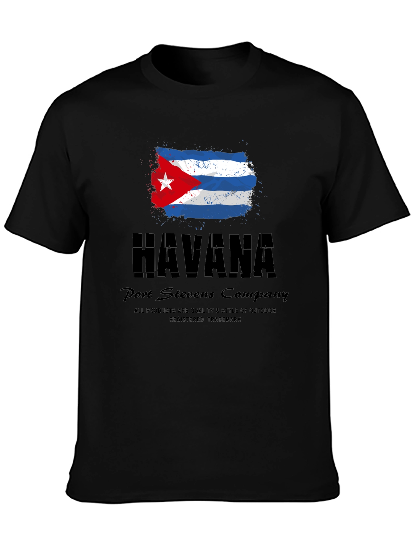 Havana Cuba Flag Black Graphic T-Shirt
