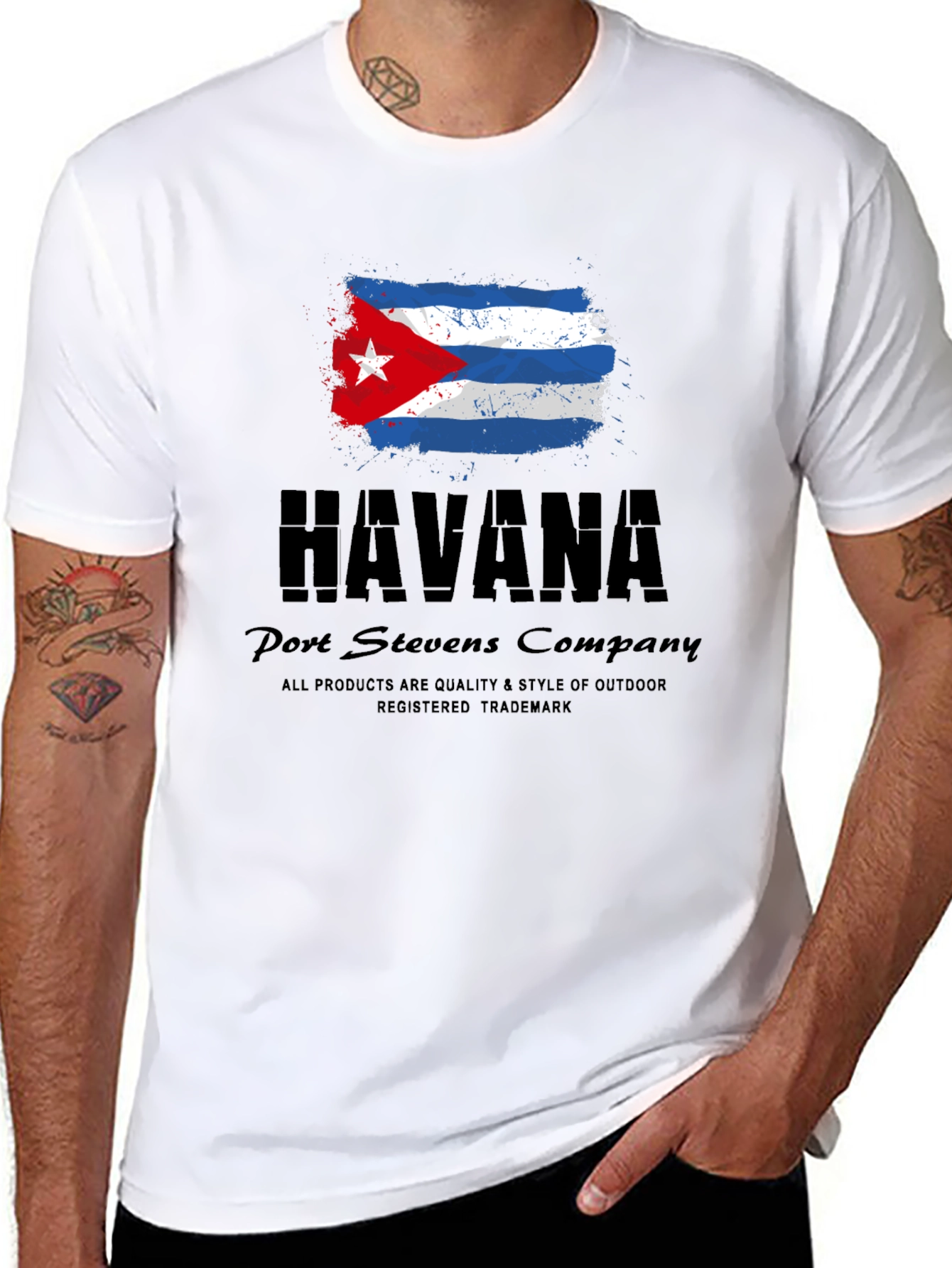 Havana Cuba Flag Black Graphic T-Shirt