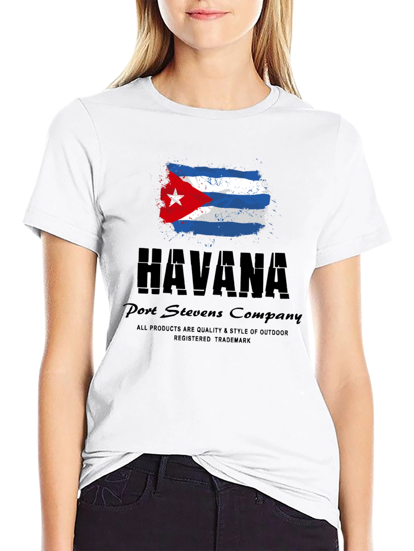 Havana Cuba Flag Black Graphic T-Shirt