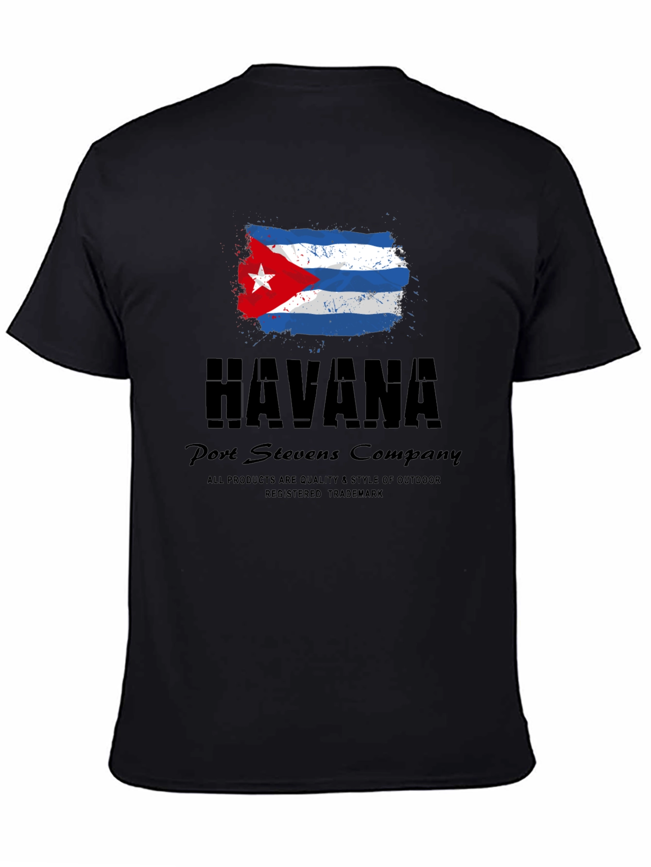 Havana Cuba Flag Black Graphic T-Shirt