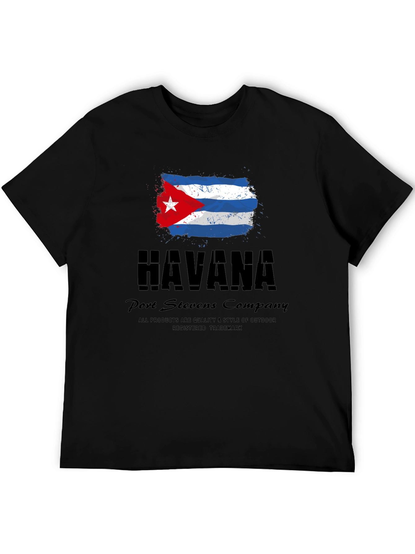 Havana Cuba Flag Black Graphic T-Shirt