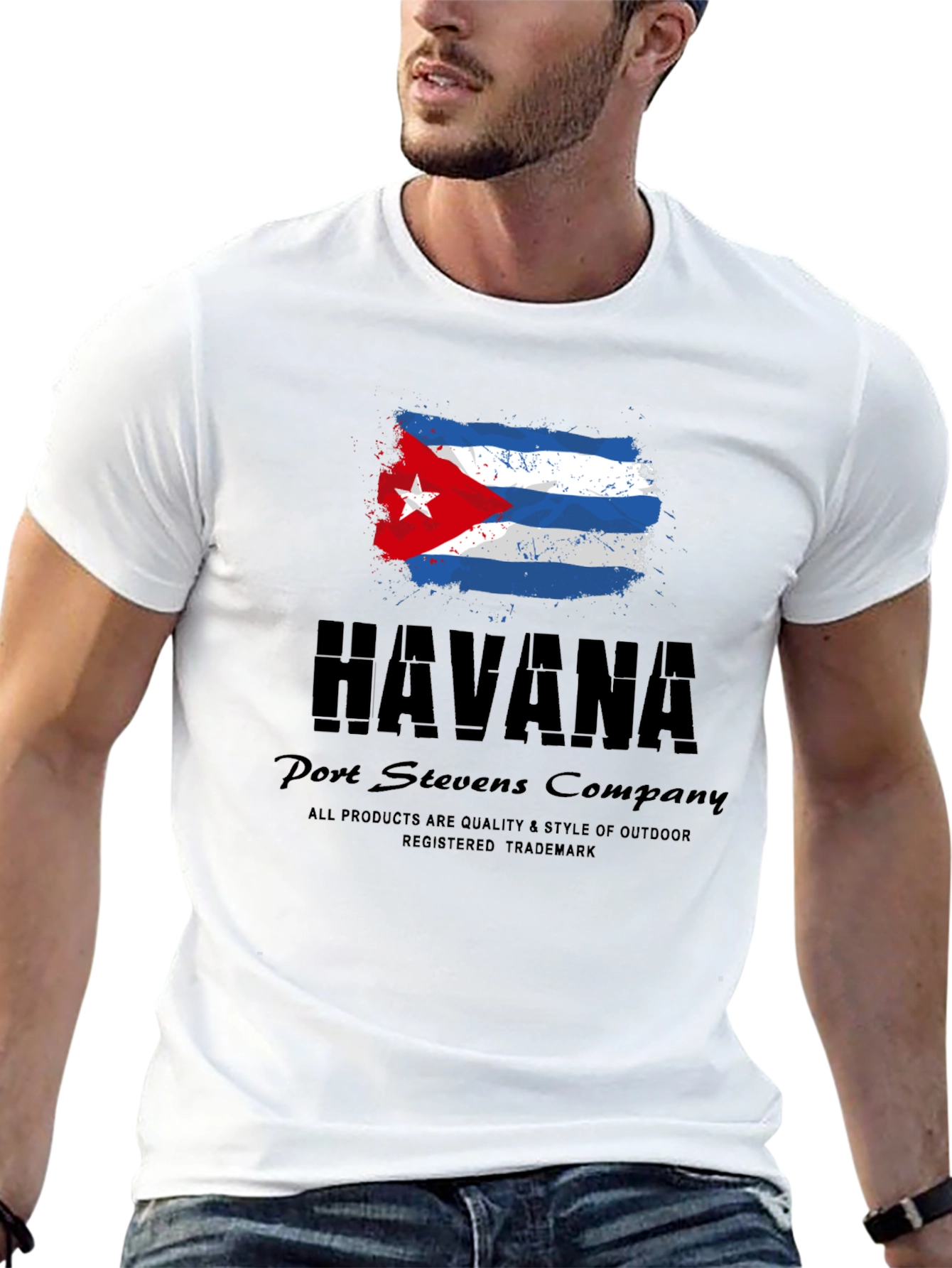 Havana Cuba Flag Black Graphic T-Shirt