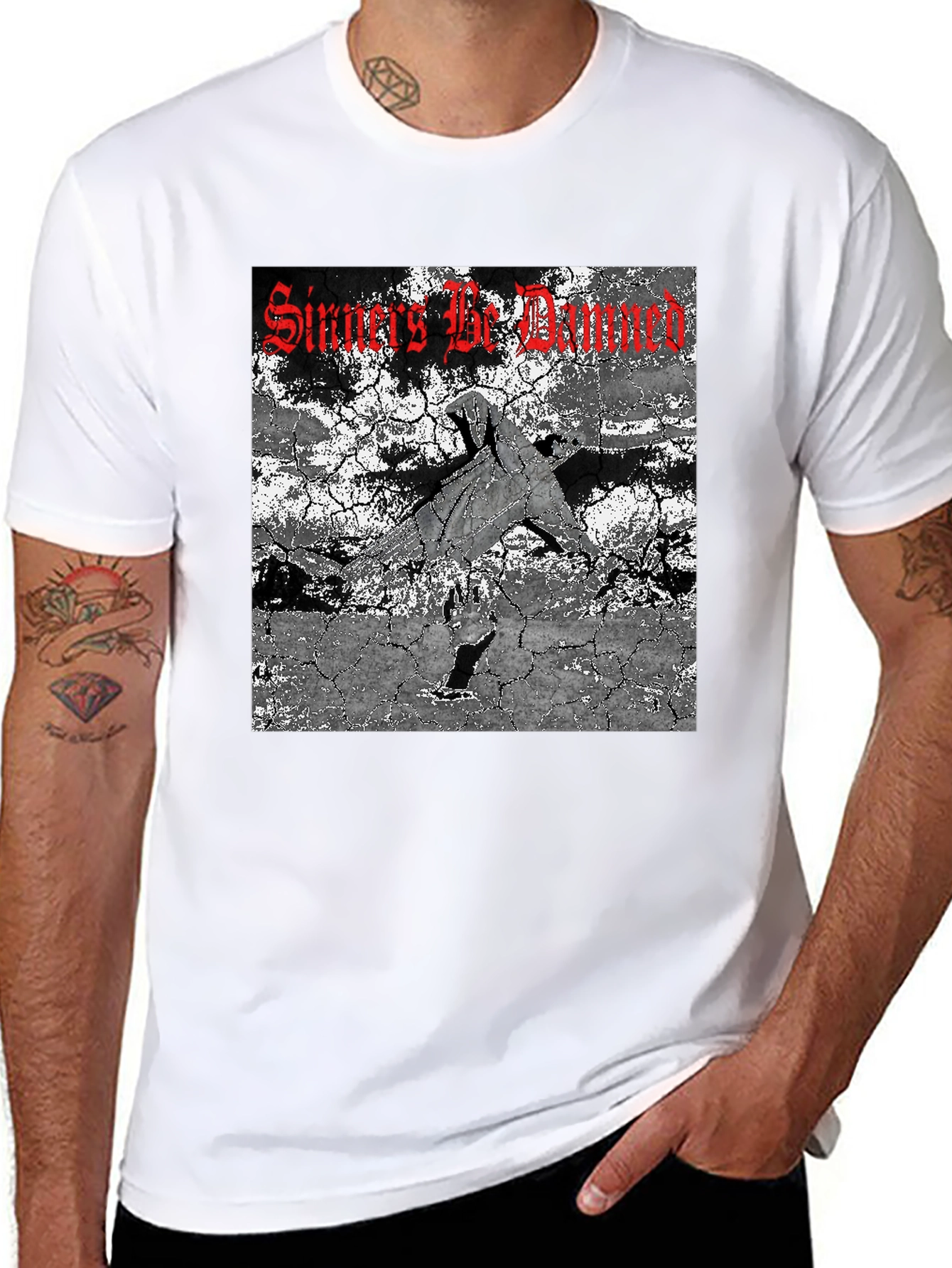 Sinners Be Damned Graphic Tee - Black