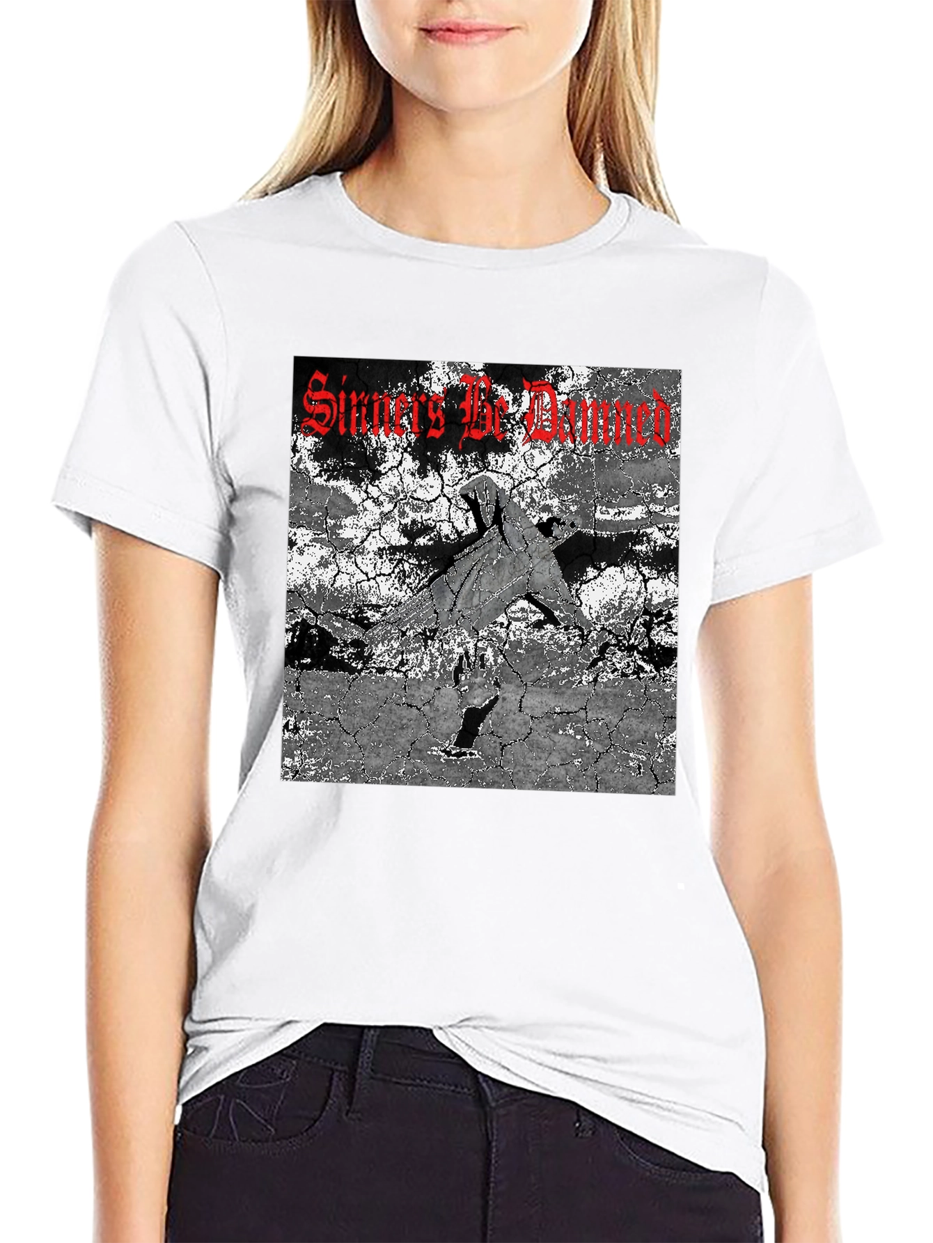 Sinners Be Damned Graphic Tee - Black