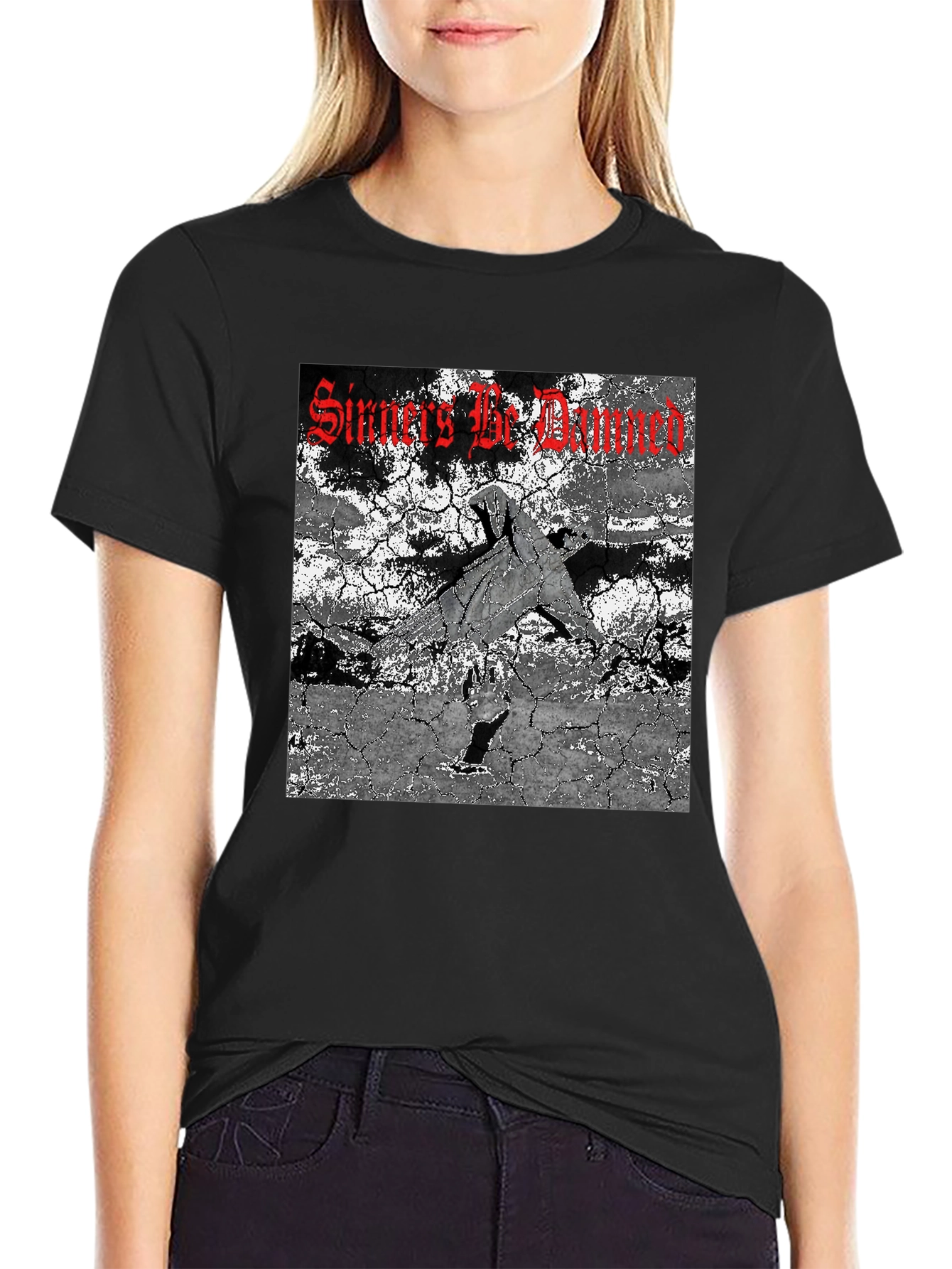 Sinners Be Damned Graphic Tee - Black