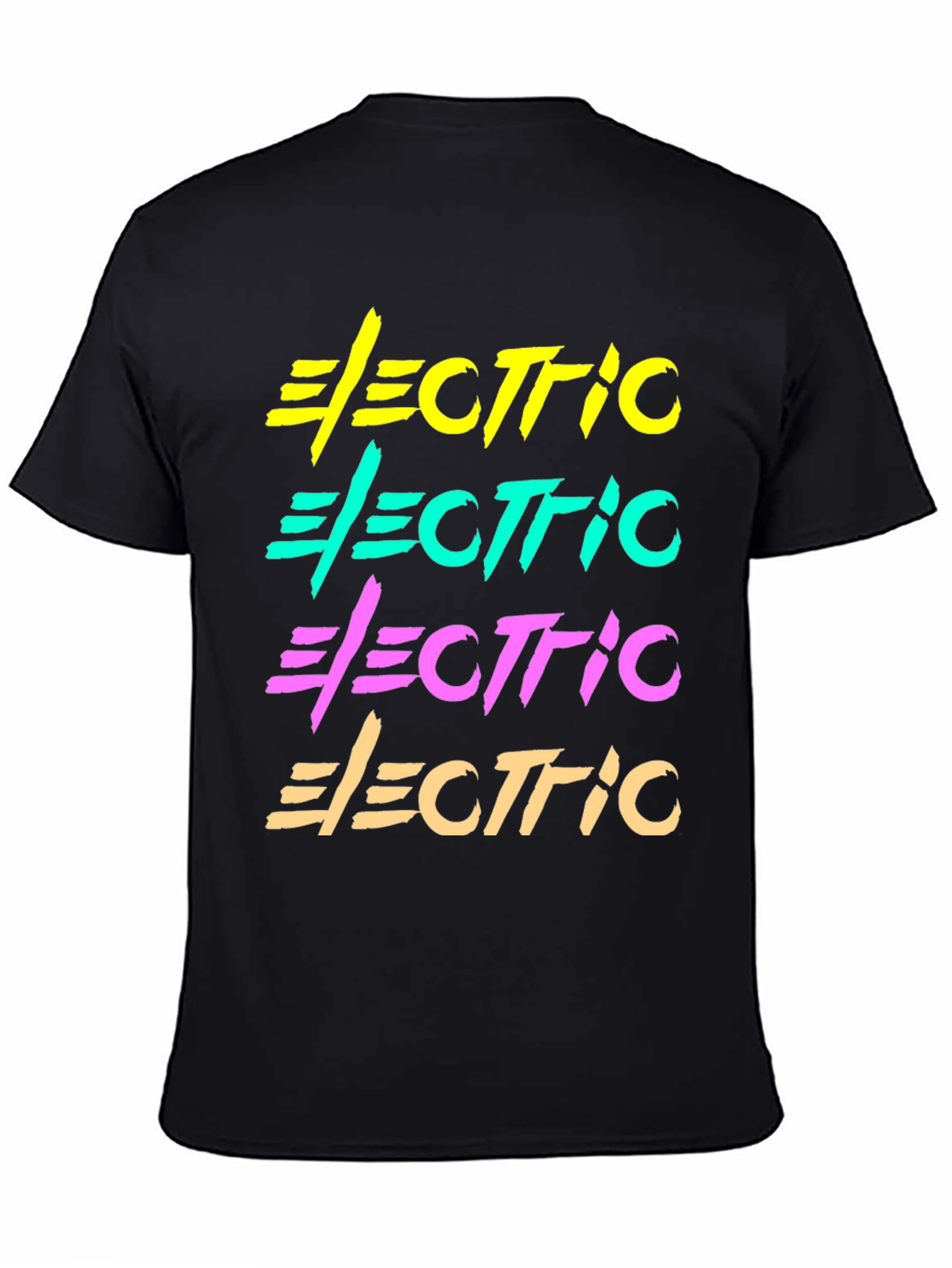 Electric Retro Graphic T-Shirt Black Cotton Tee