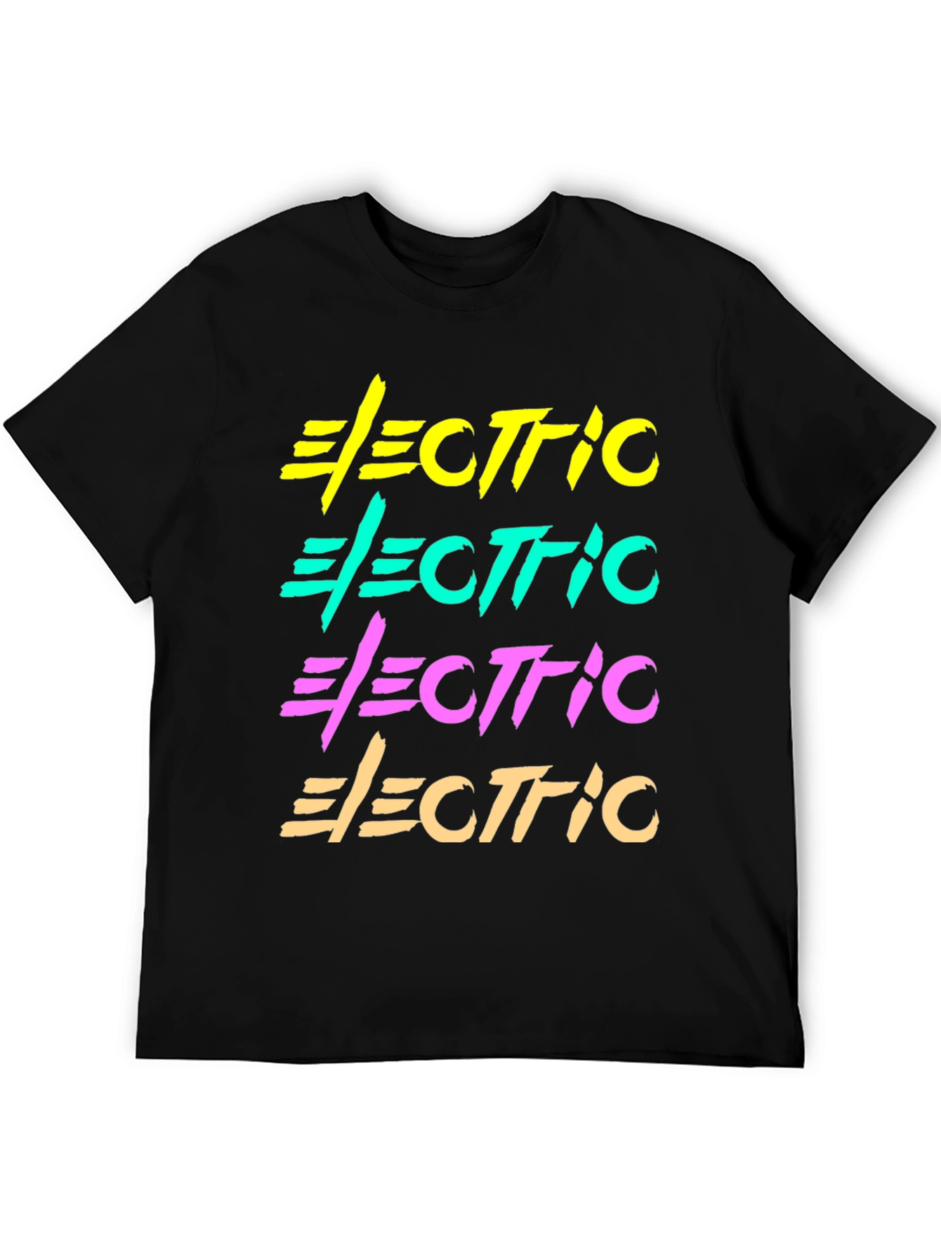 Electric Retro Graphic T-Shirt Black Cotton Tee