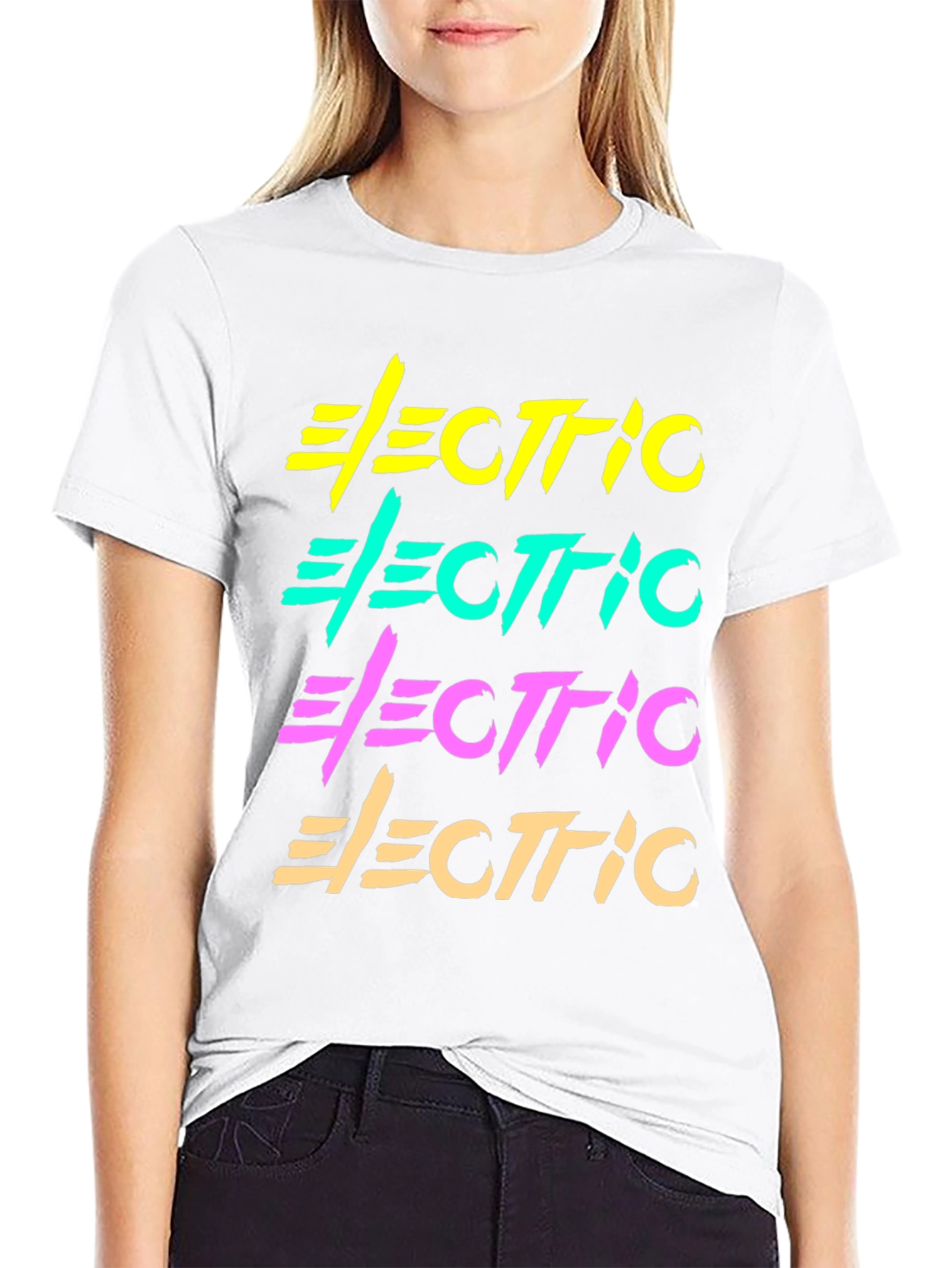 Electric Retro Graphic T-Shirt Black Cotton Tee