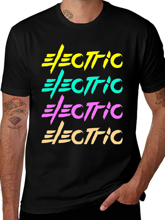 Electric Retro Graphic T-Shirt Black Cotton Tee