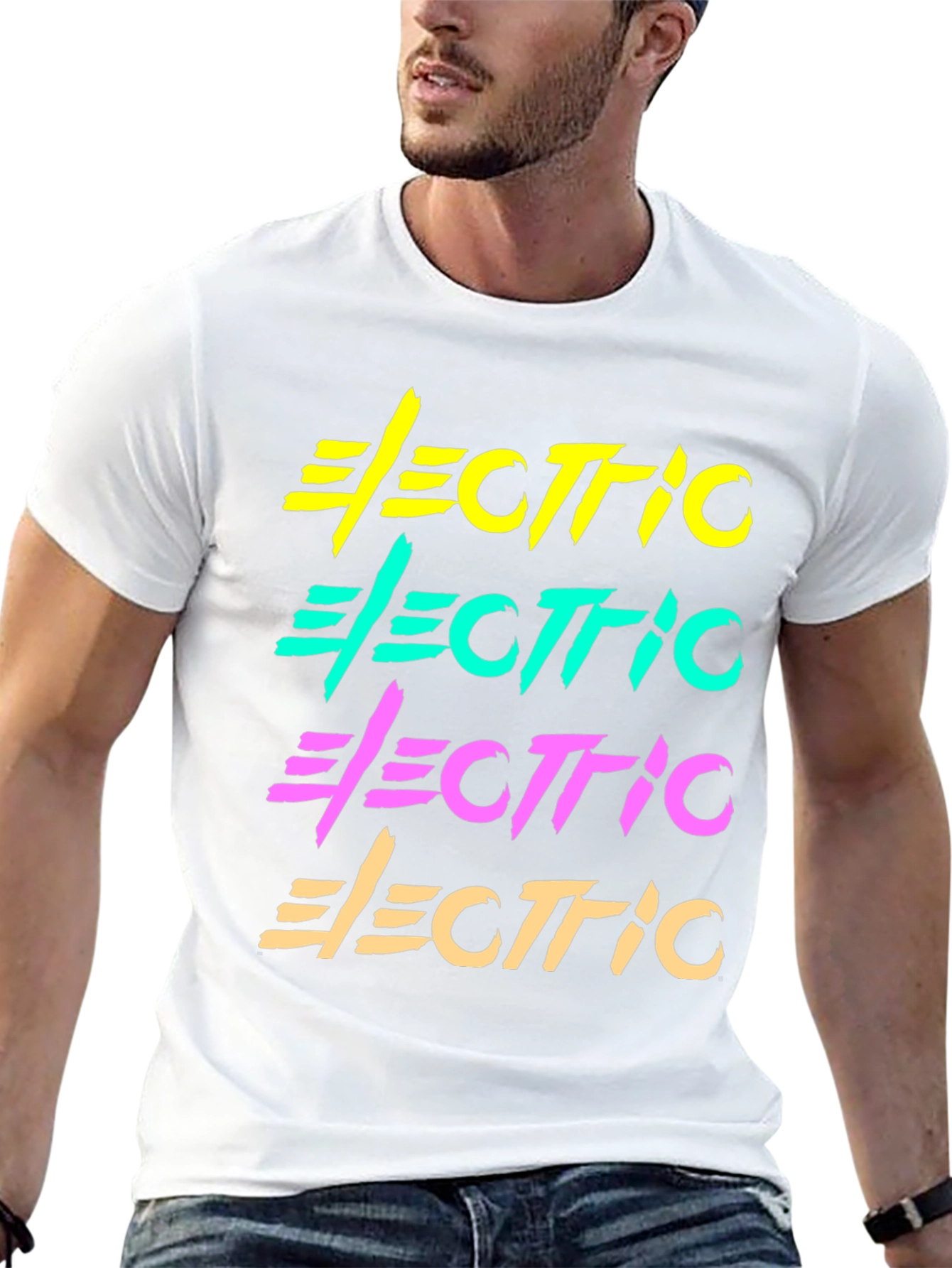Electric Retro Graphic T-Shirt Black Cotton Tee