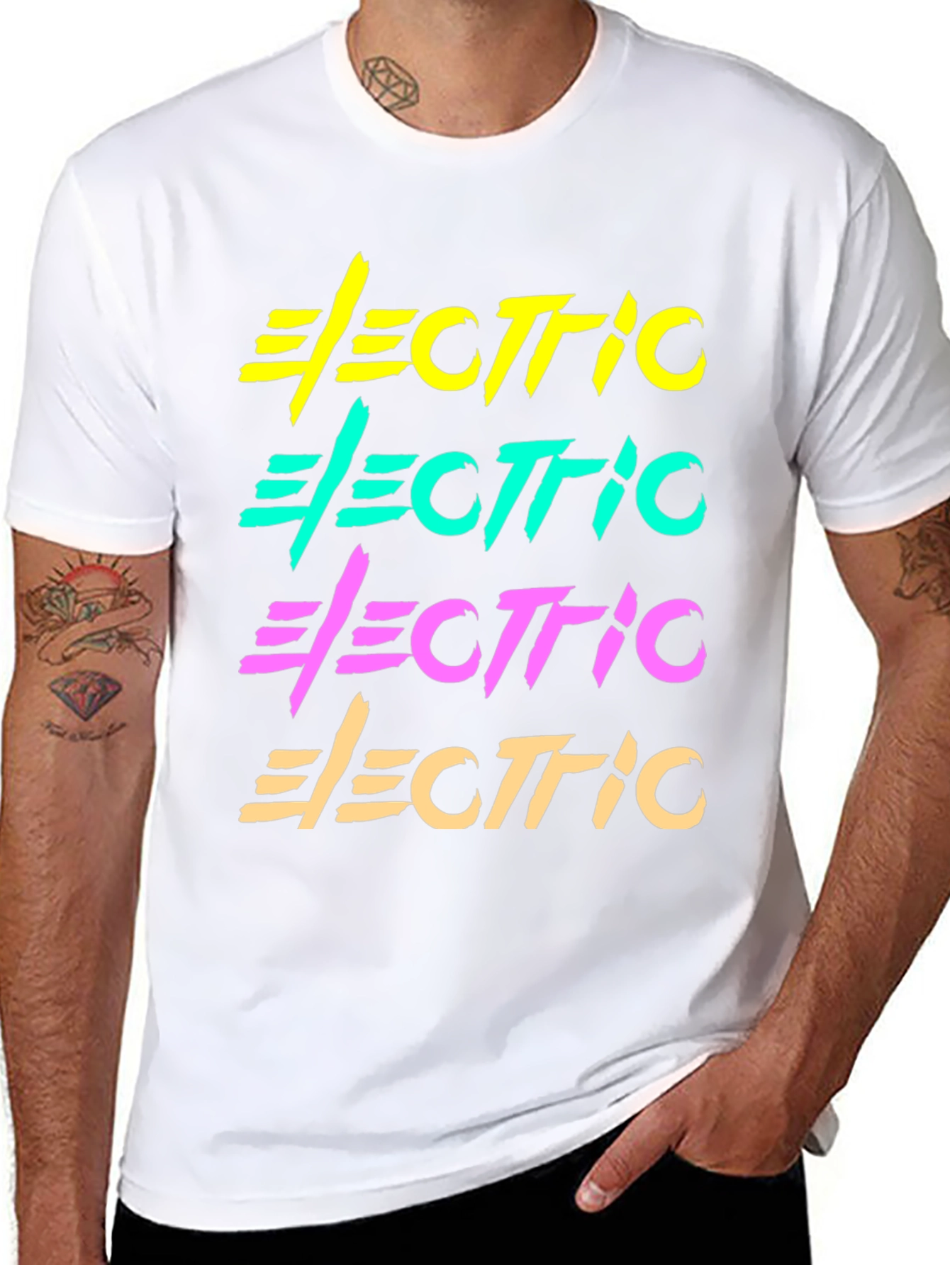 Electric Retro Graphic T-Shirt Black Cotton Tee