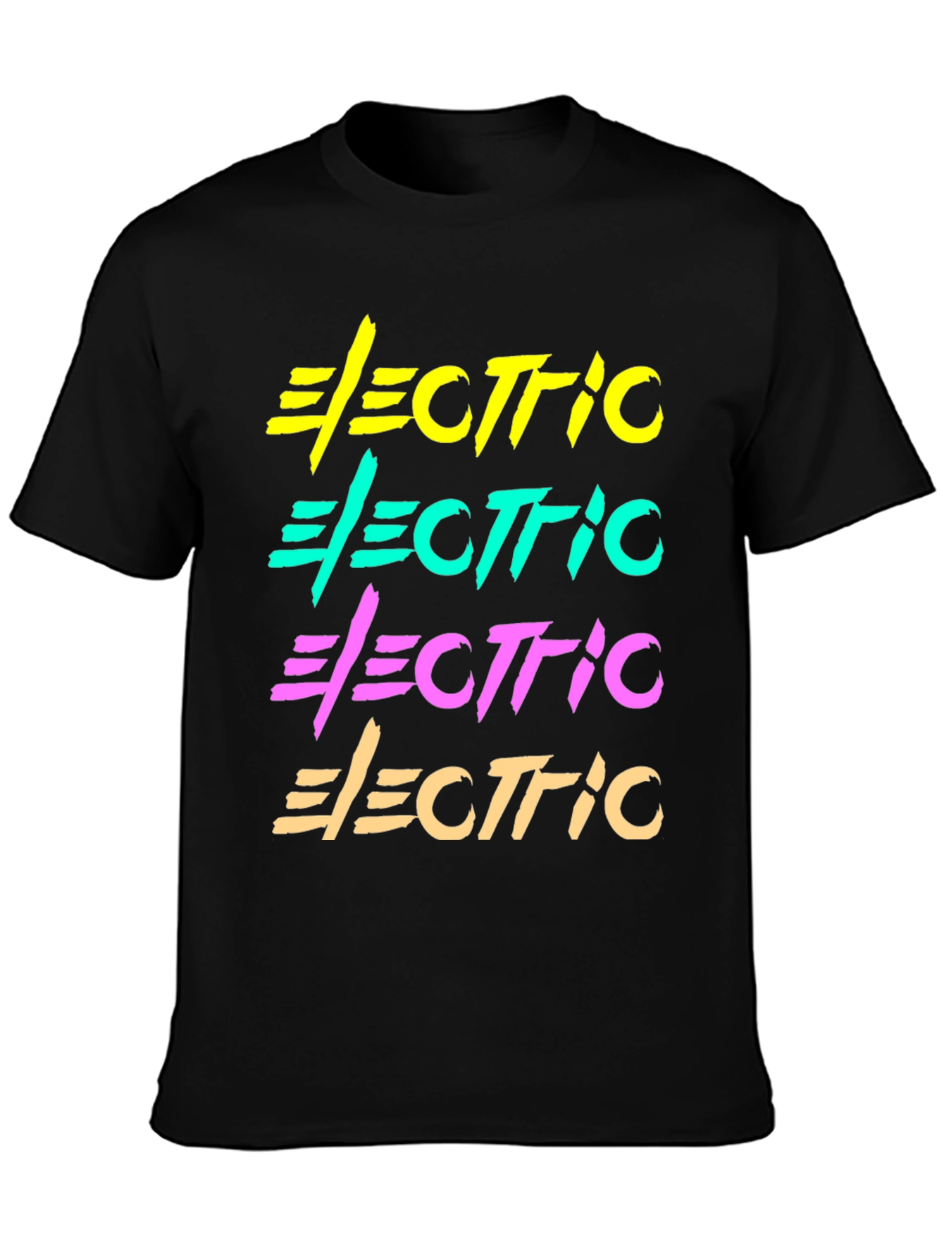 Electric Retro Graphic T-Shirt Black Cotton Tee