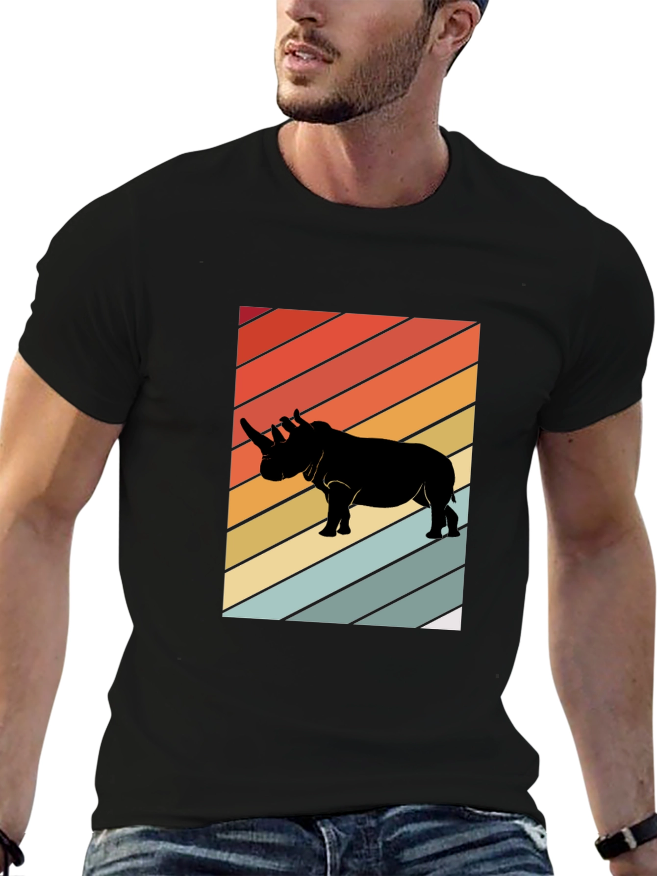 Retro Rhino T-Shirt - Black