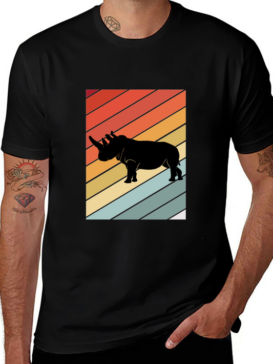 Retro Rhino T-Shirt - Black