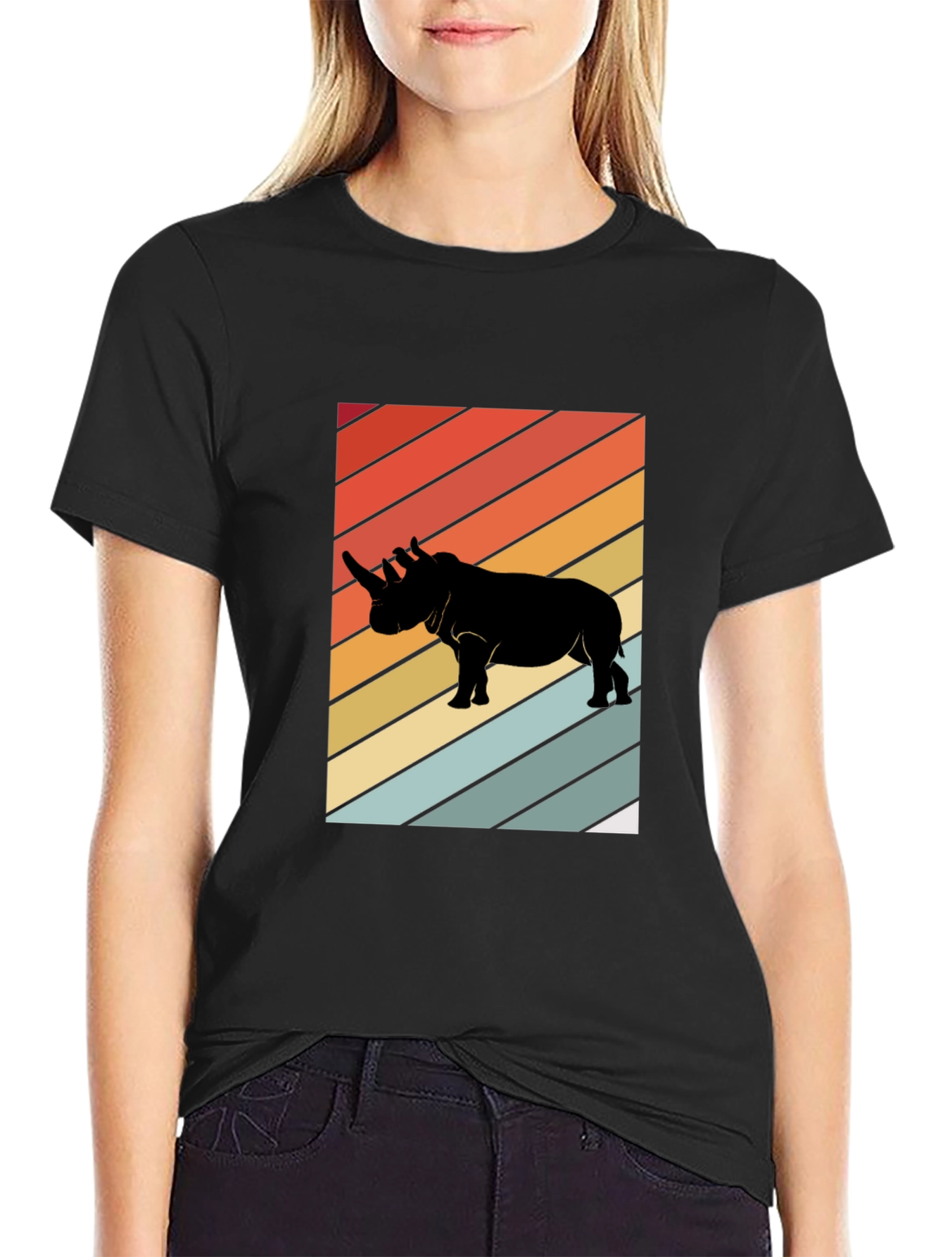 Retro Rhino T-Shirt - Black