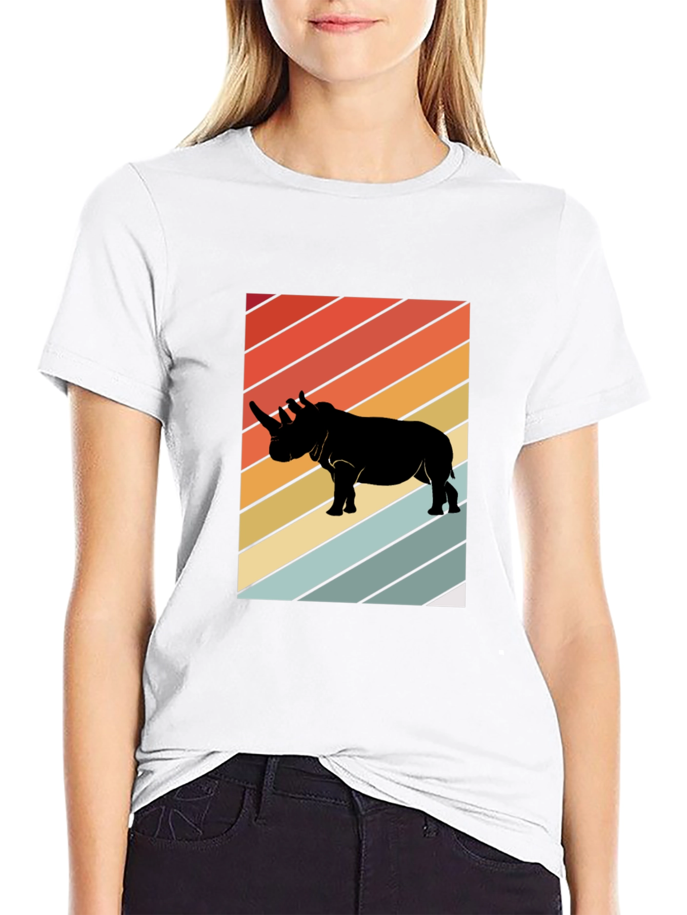 Retro Rhino T-Shirt - Black