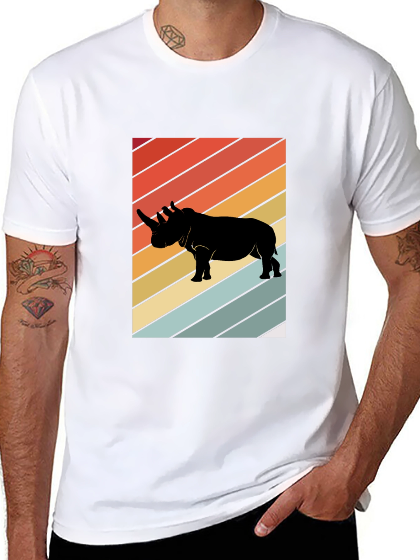 Retro Rhino T-Shirt - Black