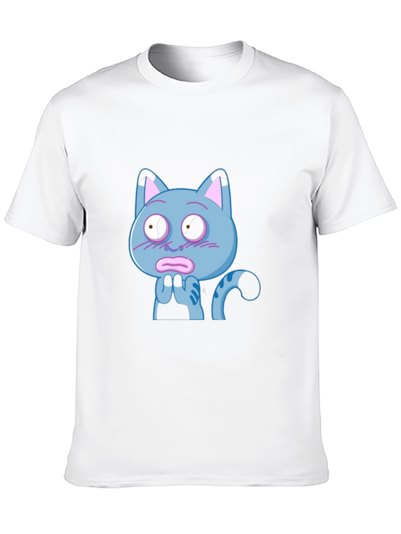 Blue Cat Cartoon T-Shirt - Novelty Graphic Tee