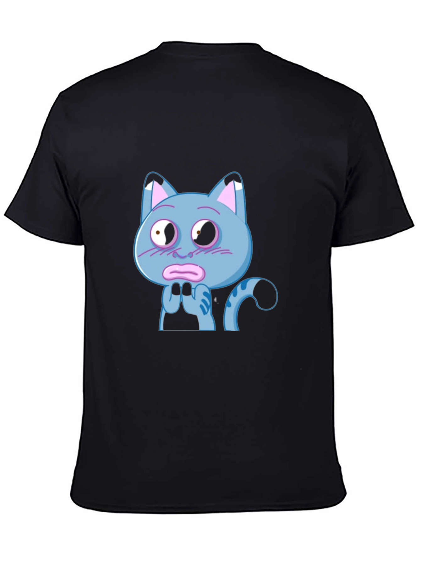 Blue Cat Cartoon T-Shirt - Novelty Graphic Tee