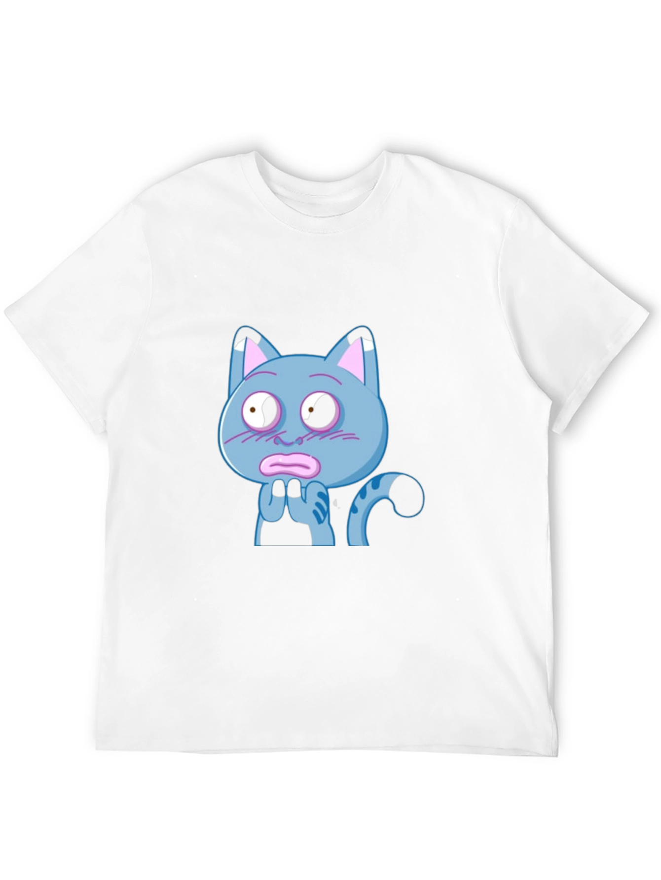 Blue Cat Cartoon T-Shirt - Novelty Graphic Tee