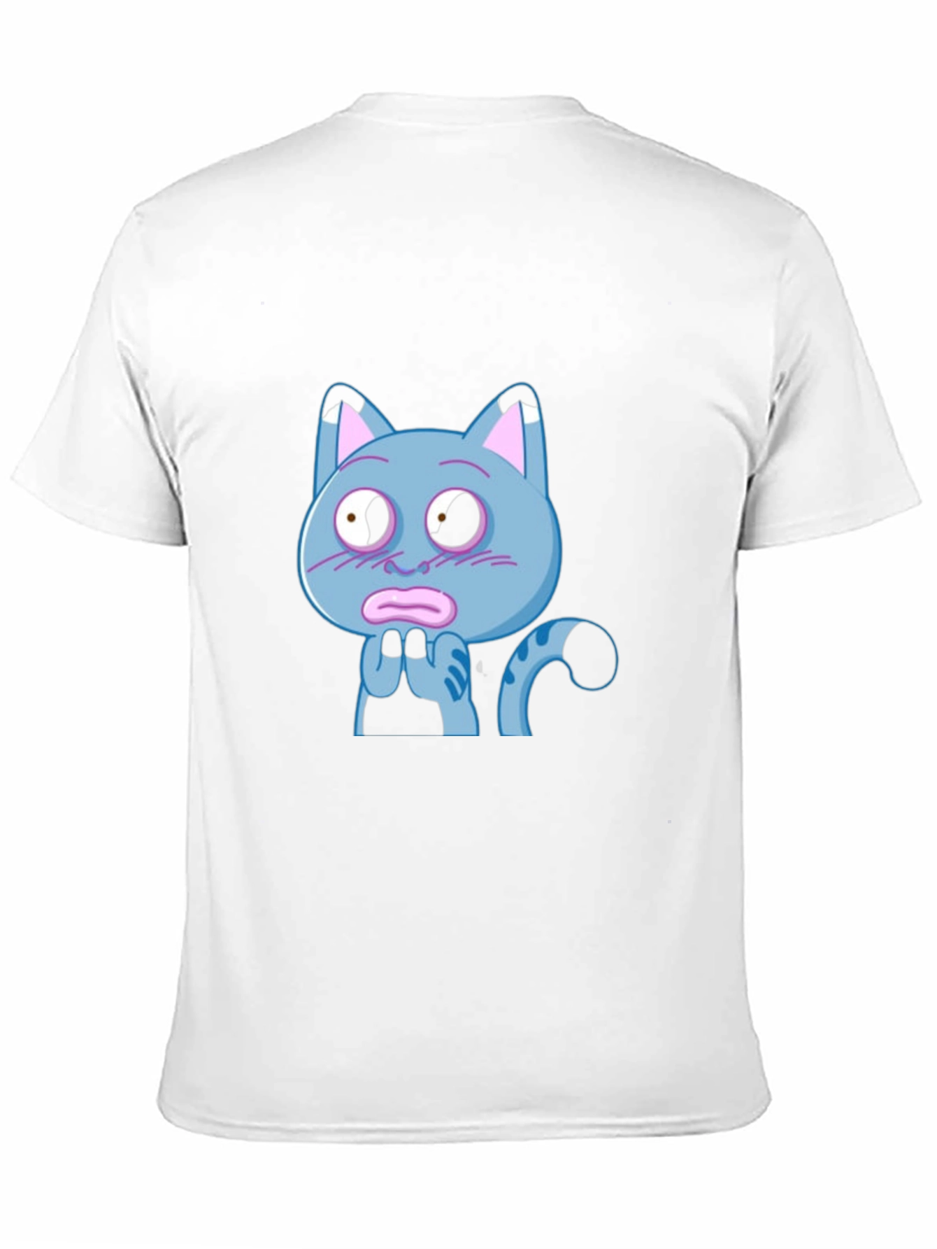 Blue Cat Cartoon T-Shirt - Novelty Graphic Tee