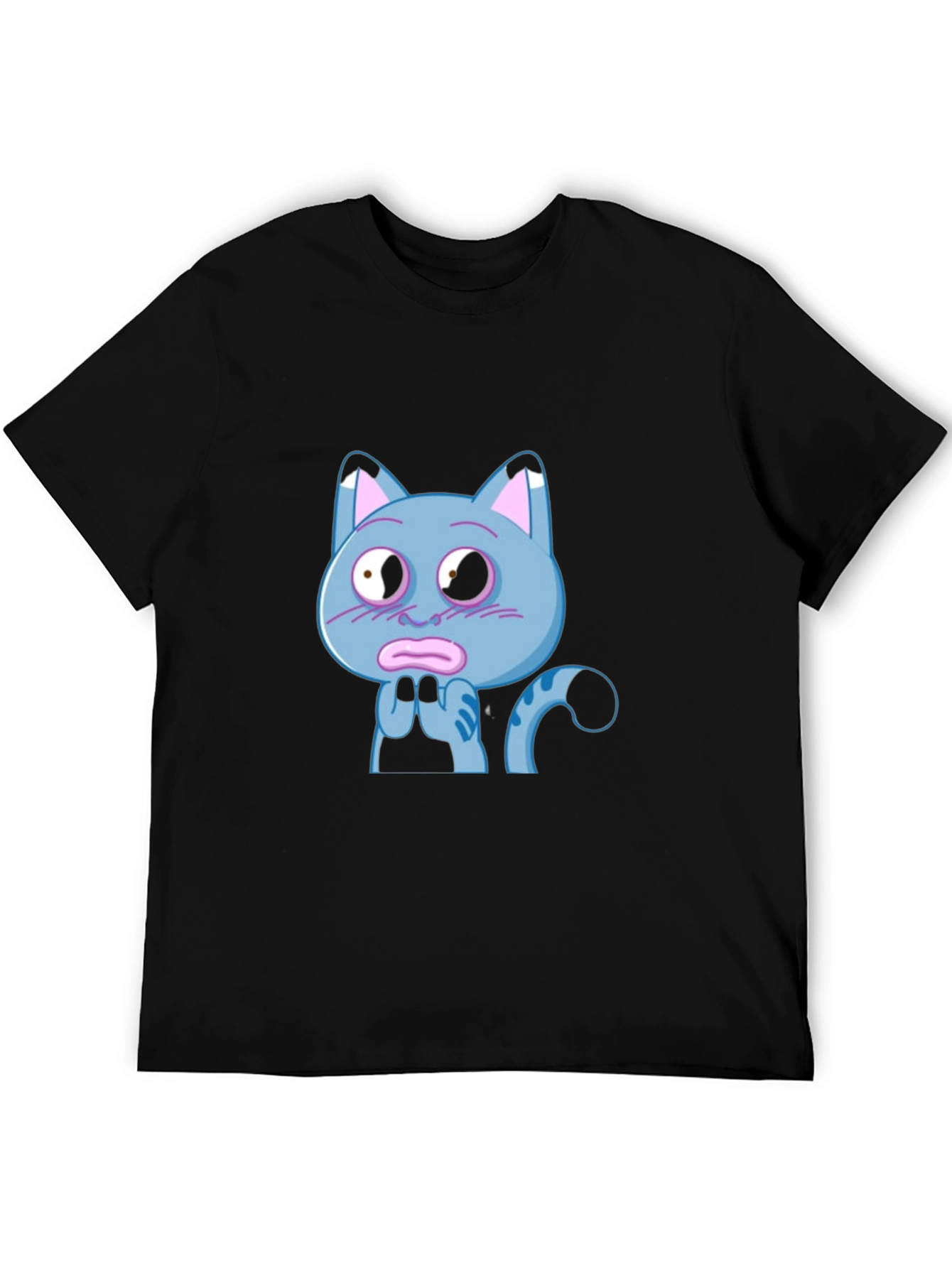Blue Cat Cartoon T-Shirt - Novelty Graphic Tee