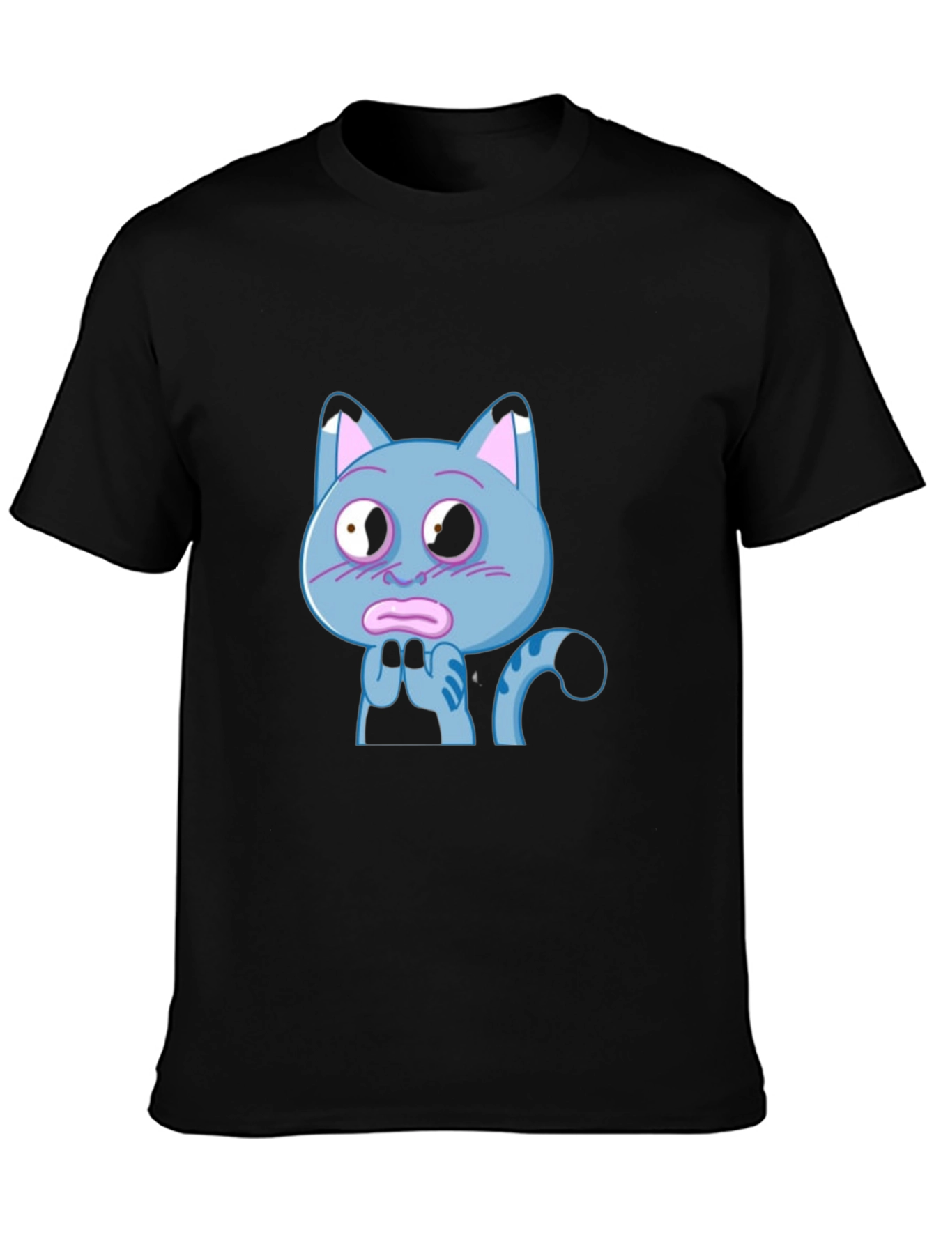Blue Cat Cartoon T-Shirt - Novelty Graphic Tee