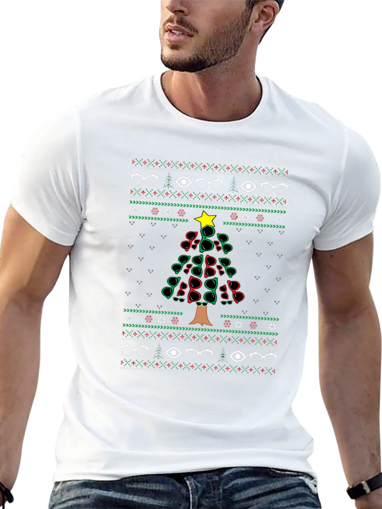 Christmas Glasses Tree Ugly Sweater T-Shirt
