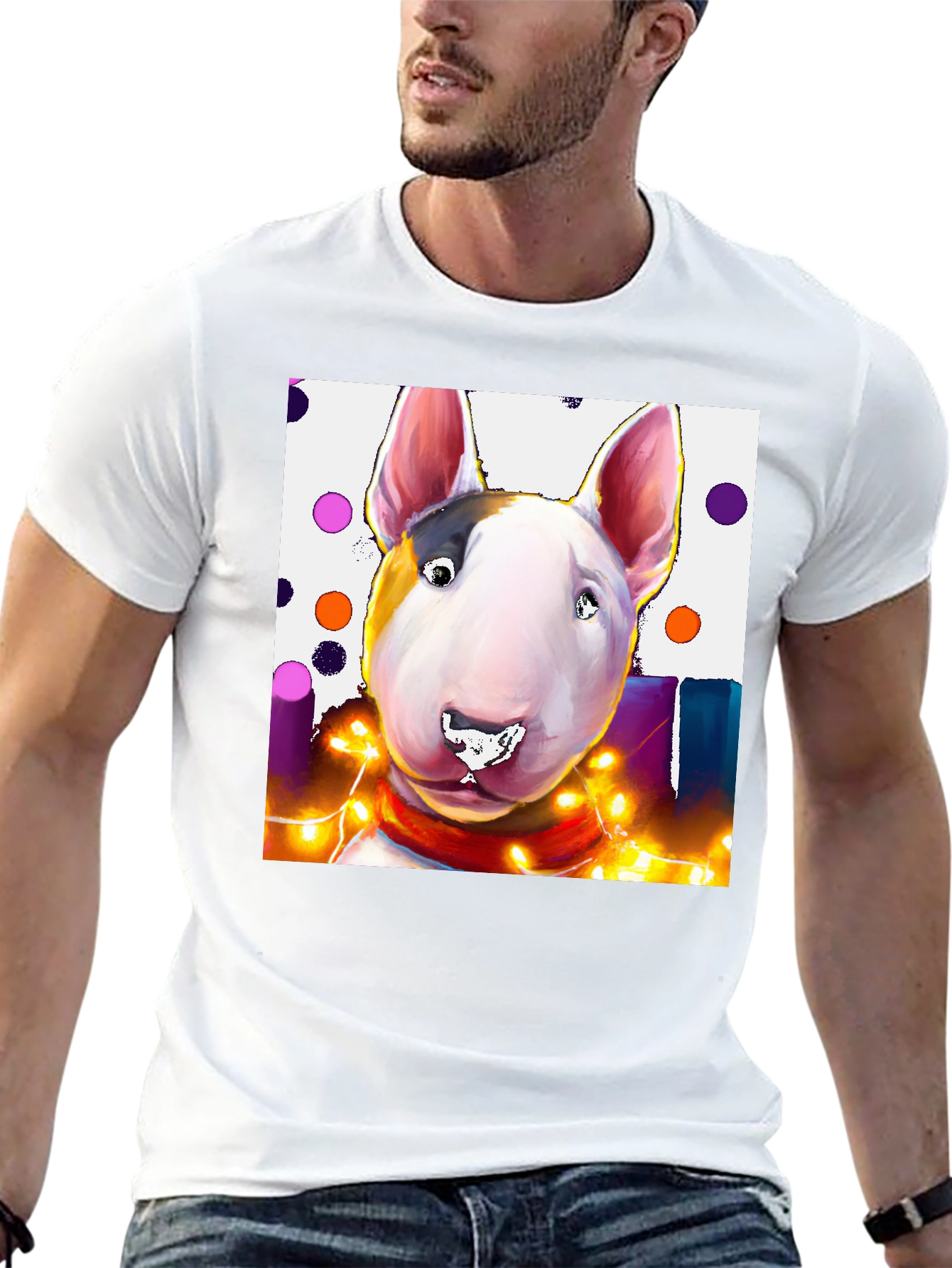 Dog T-Shirt - Bull Terrier Festive Design