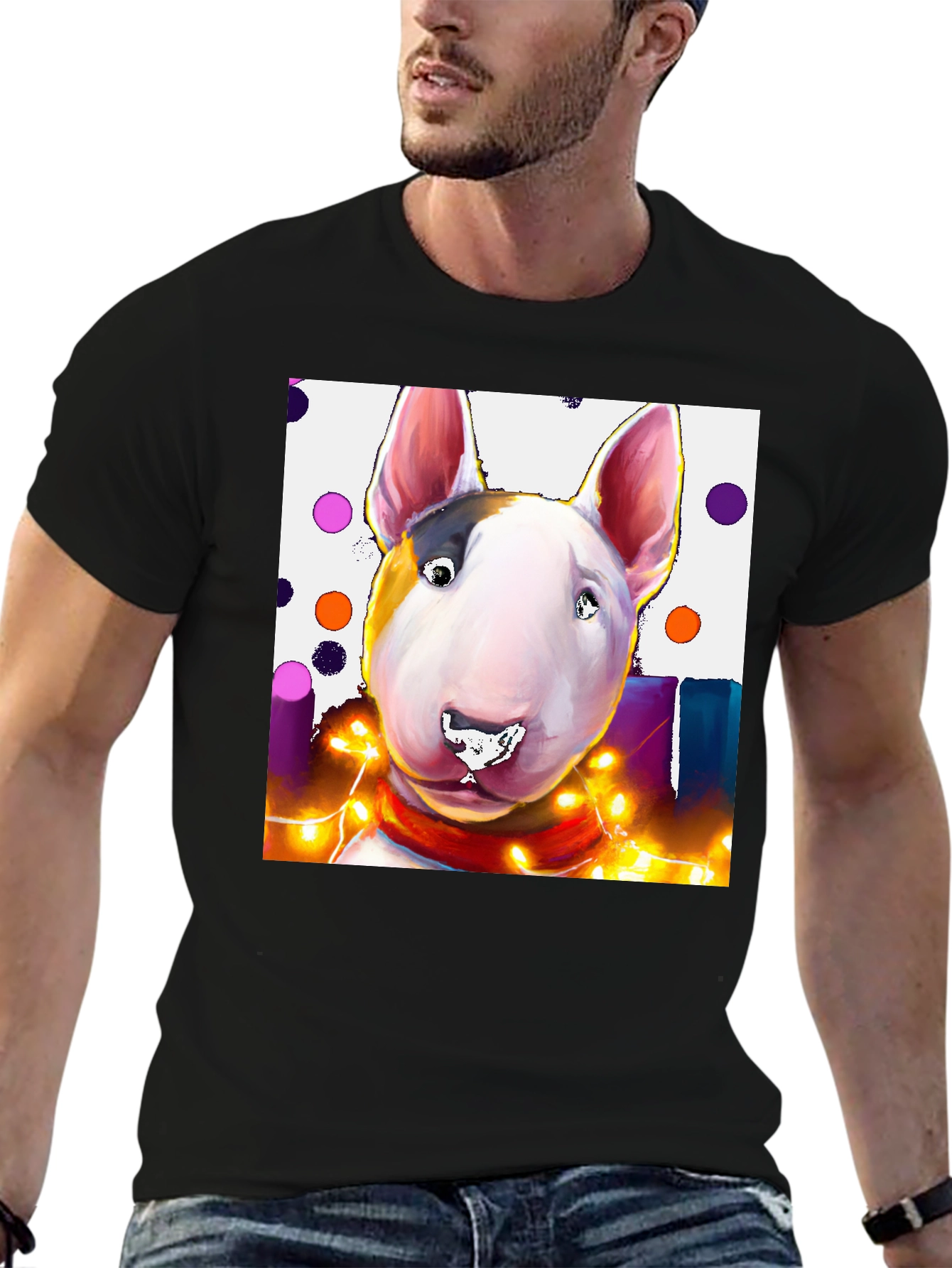 Dog T-Shirt - Bull Terrier Festive Design