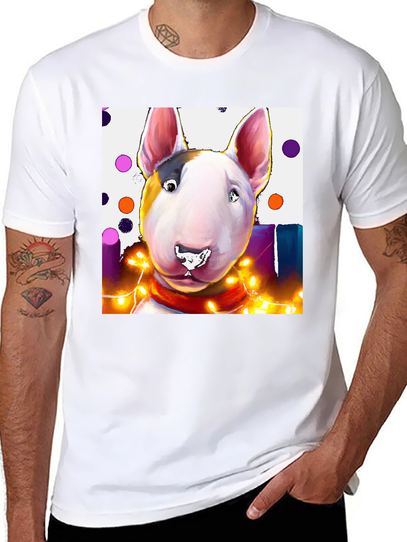 Dog T-Shirt - Bull Terrier Festive Design