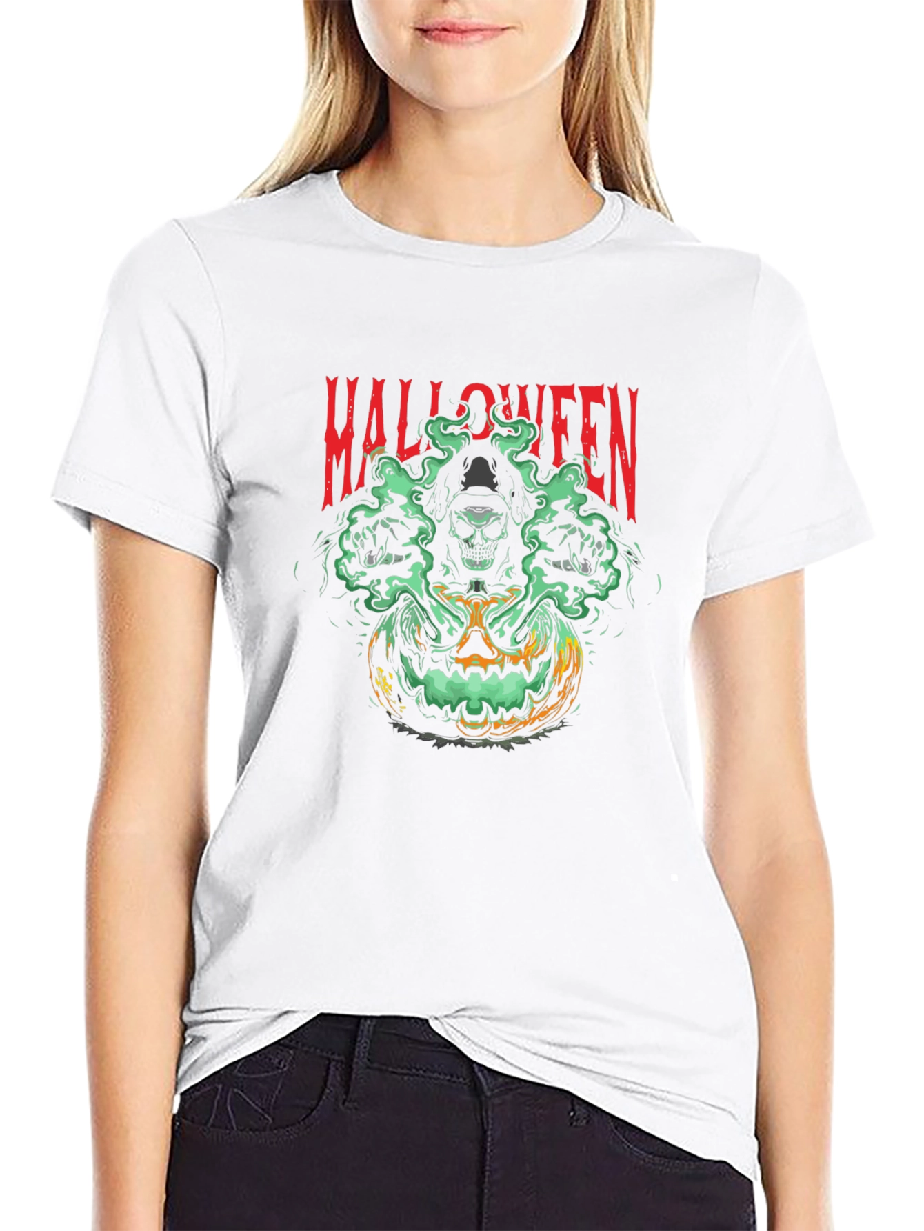 Halloween Graphic T-Shirt - Skull Pumpkin