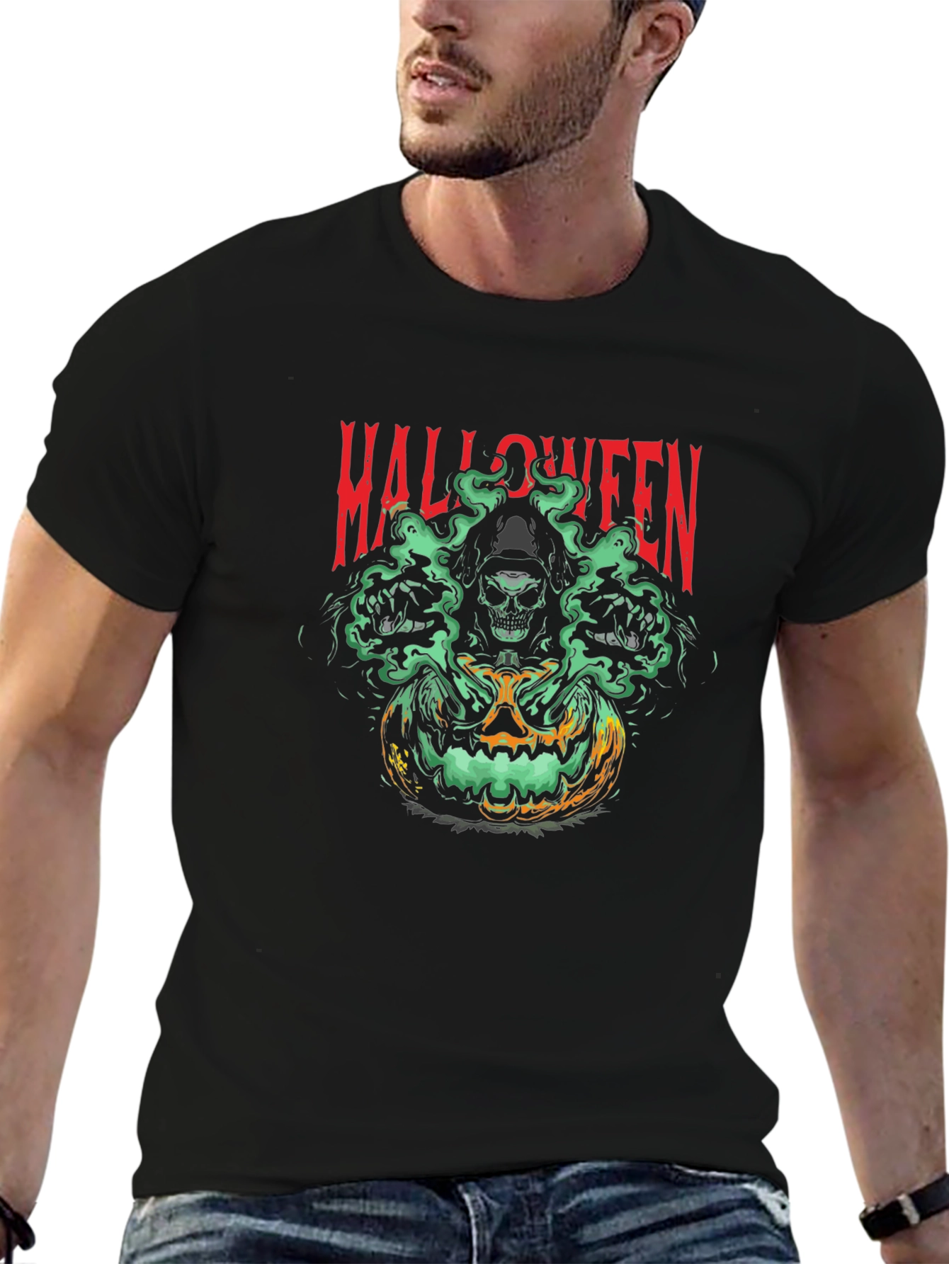 Halloween Graphic T-Shirt - Skull Pumpkin