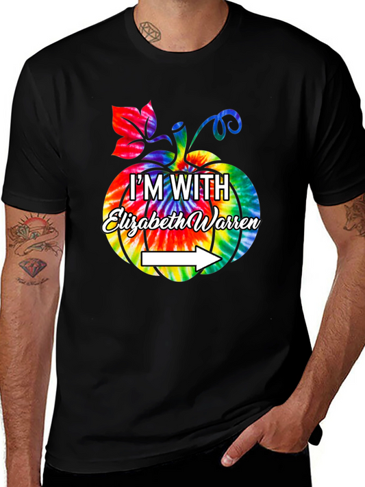 Im With Elizabeth Warren Tie Dye Pumpkin Graphic Tee