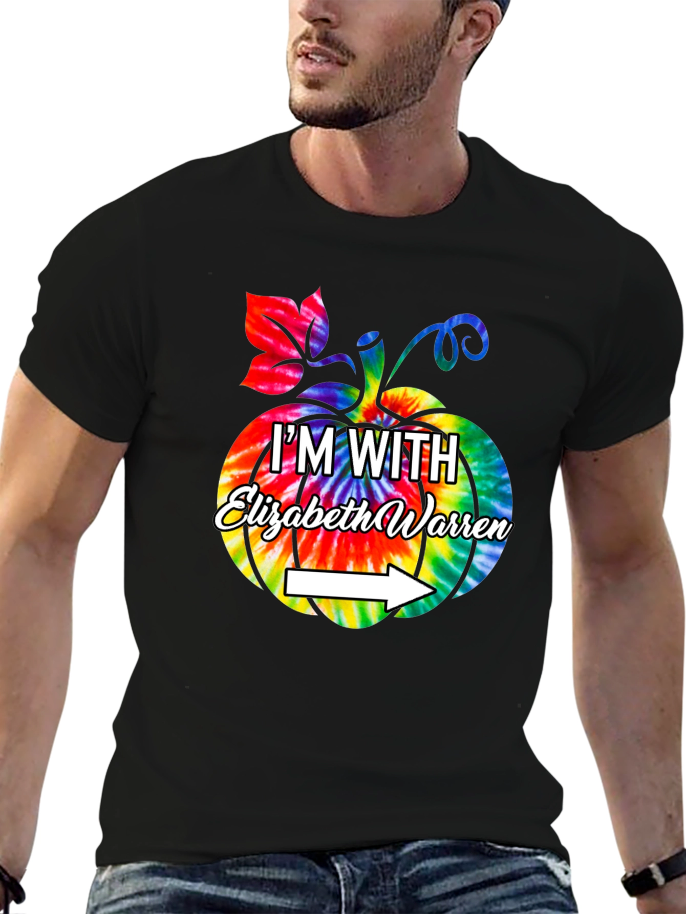 Im With Elizabeth Warren Tie Dye Pumpkin Graphic Tee