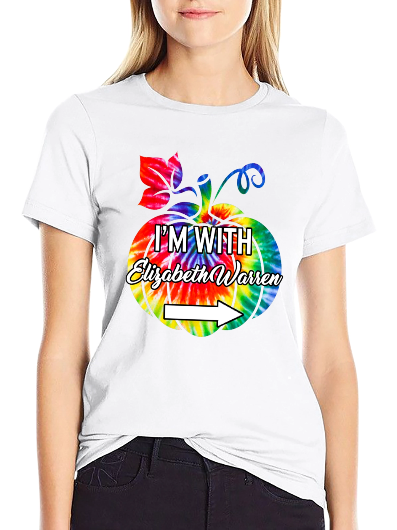 Im With Elizabeth Warren Tie Dye Pumpkin Graphic Tee