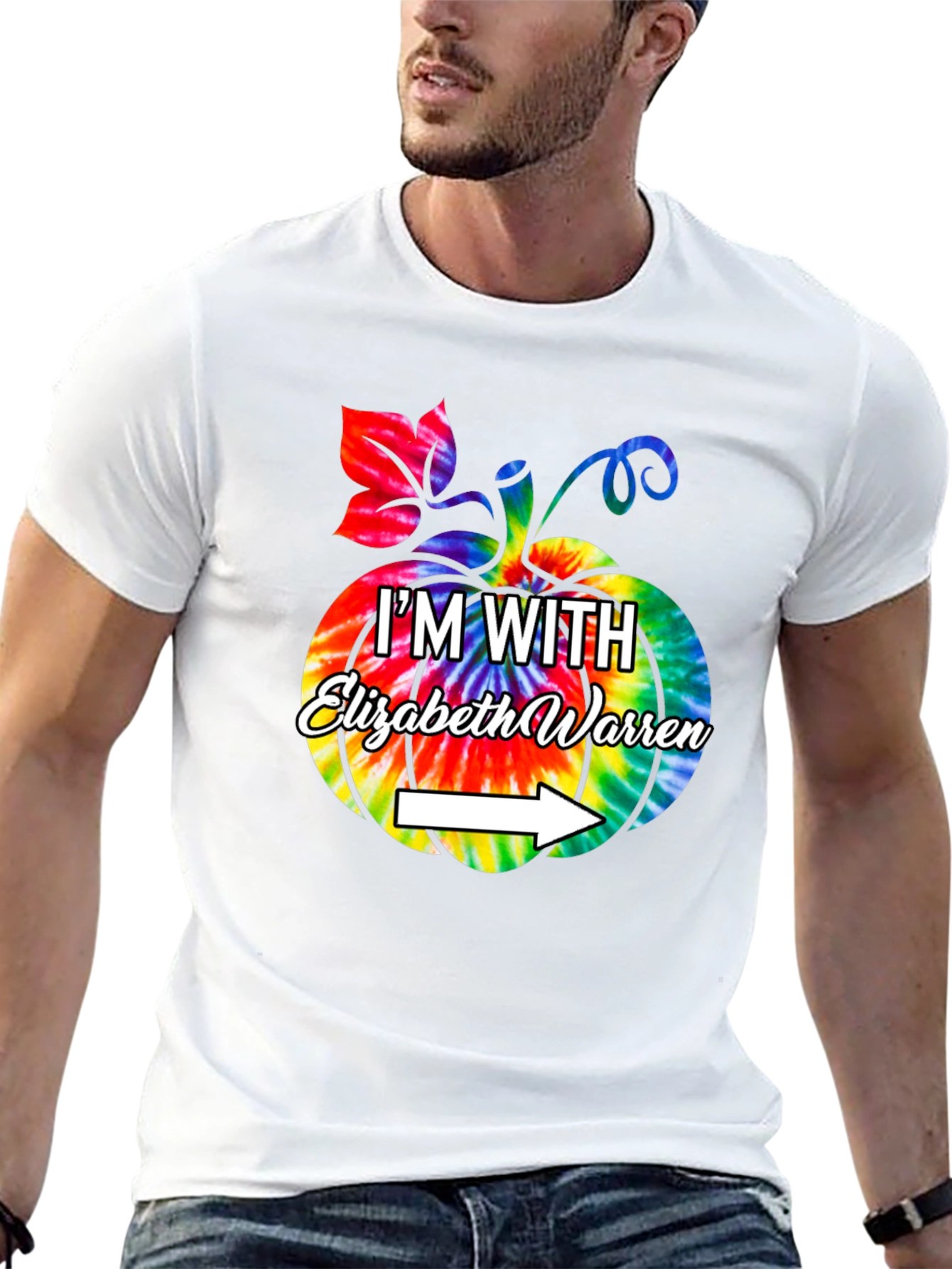Im With Elizabeth Warren Tie Dye Pumpkin Graphic Tee