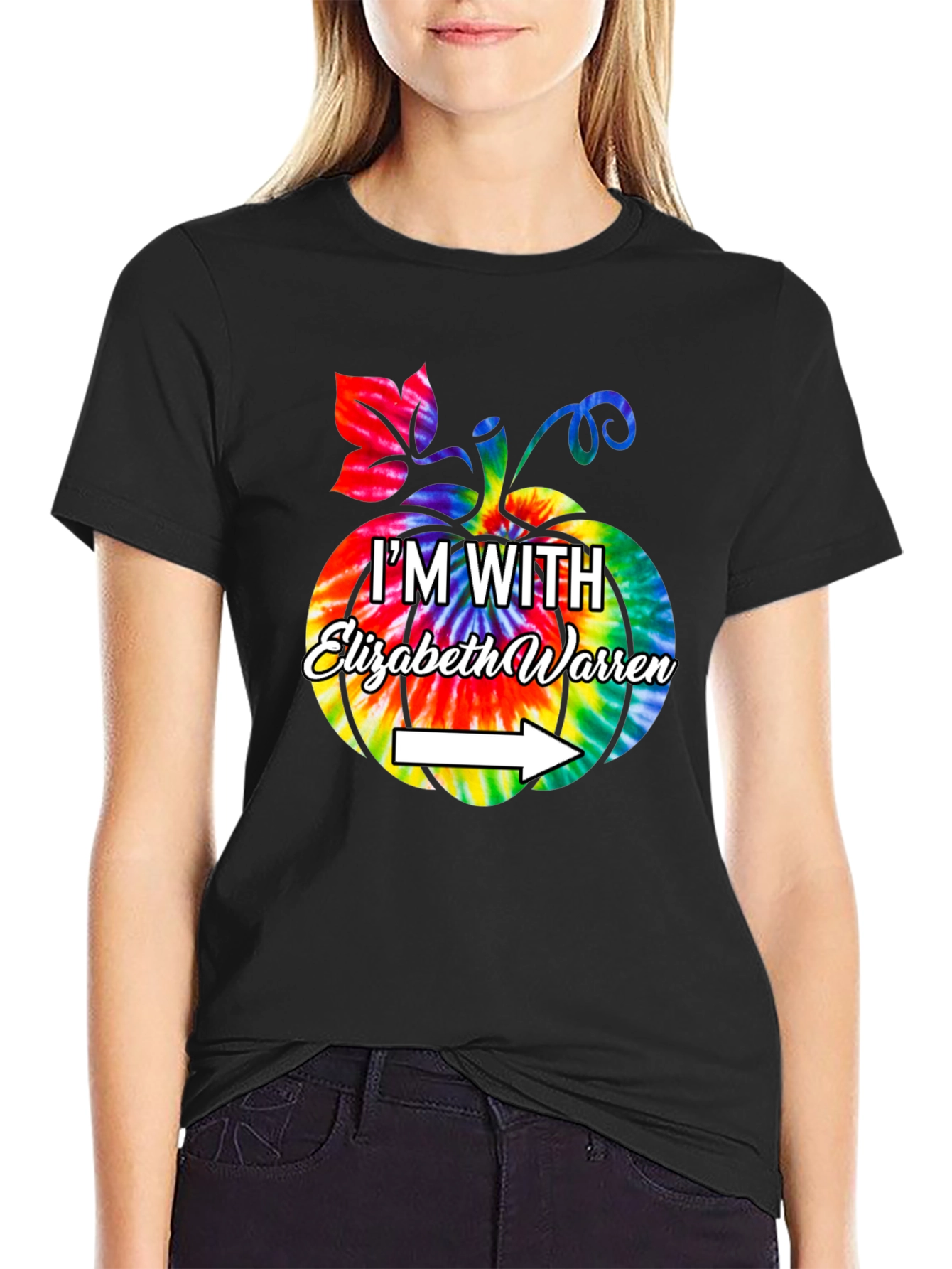 Im With Elizabeth Warren Tie Dye Pumpkin Graphic Tee