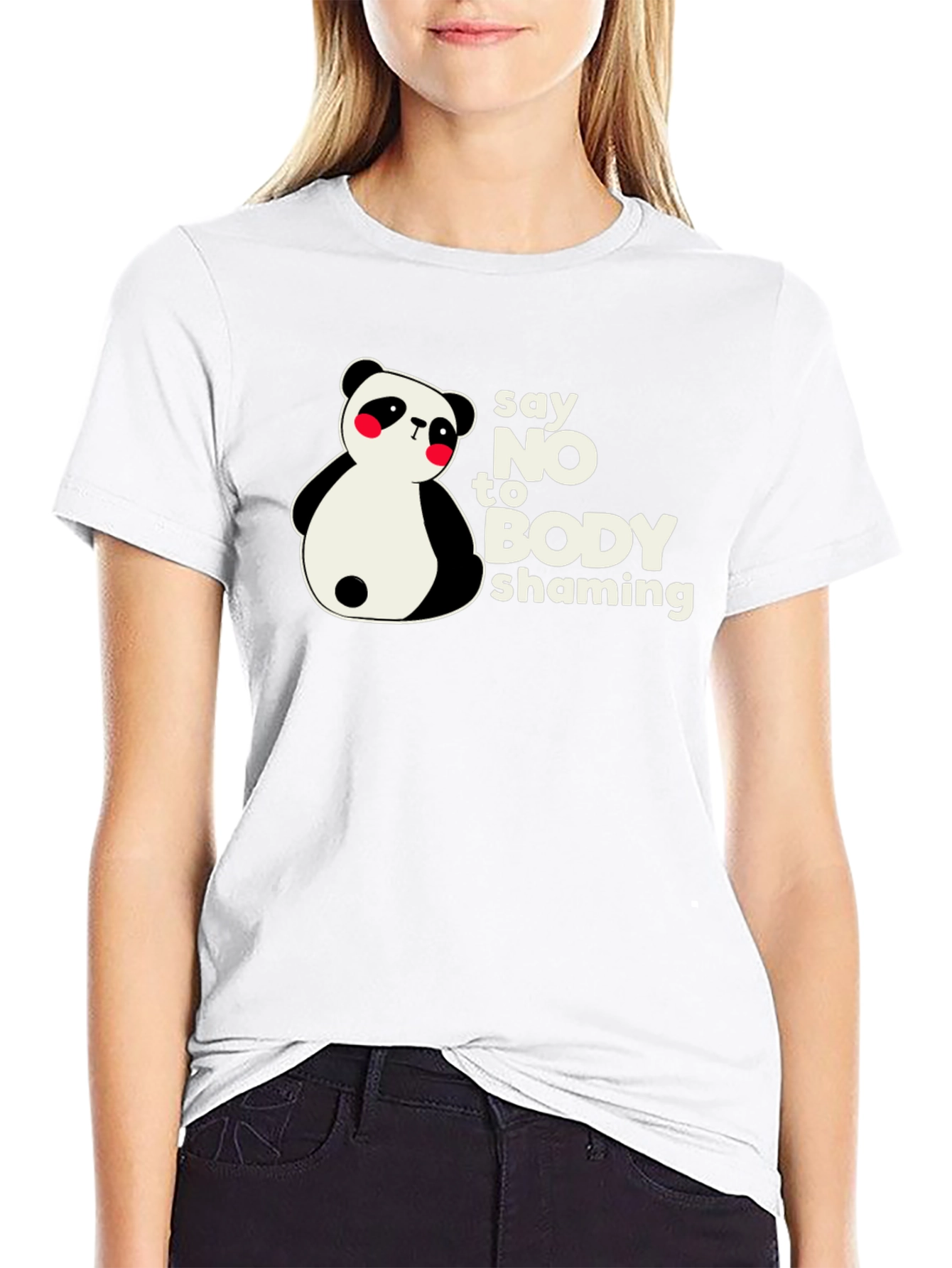 Say No to Body Shaming Panda Graphic T-Shirt