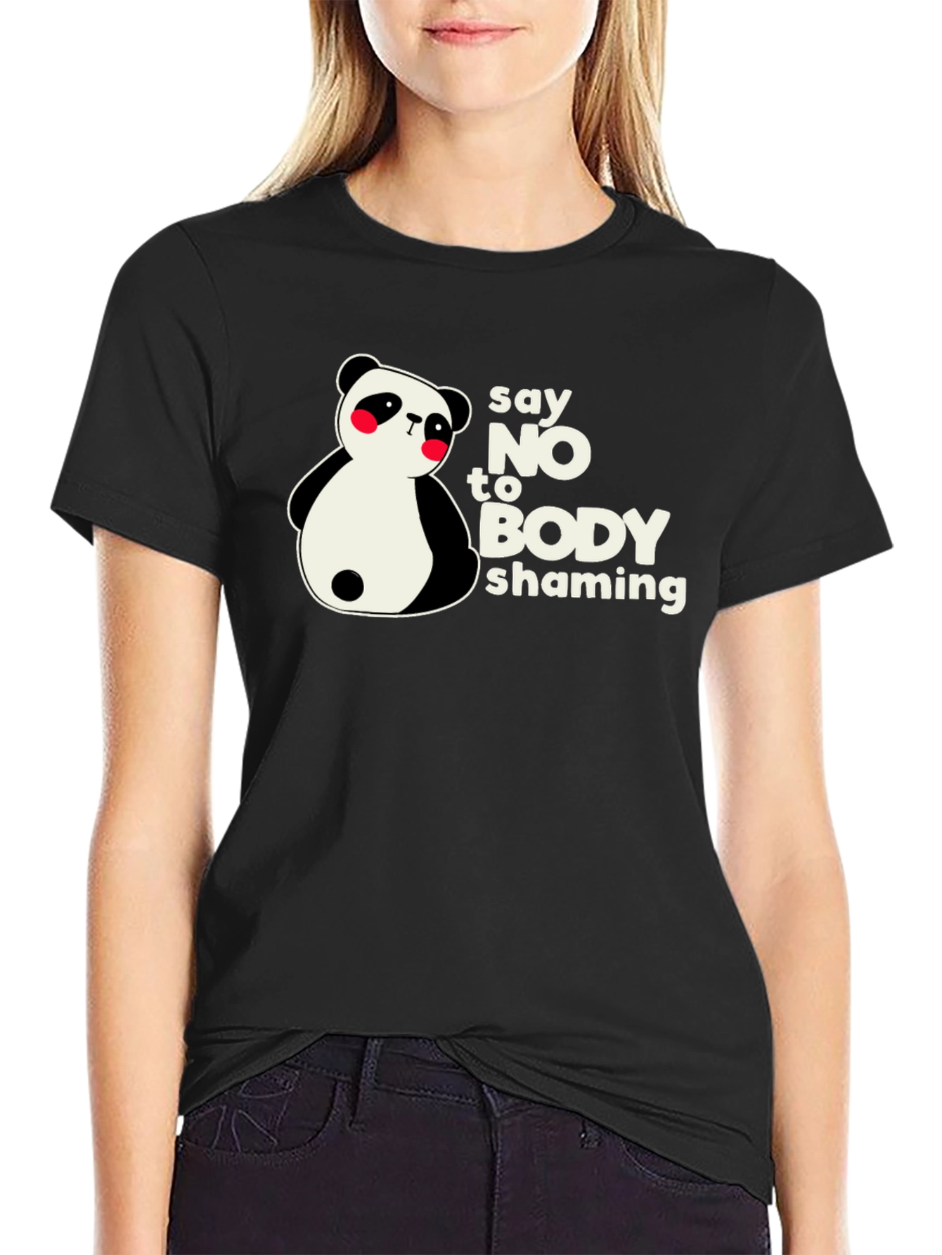 Say No to Body Shaming Panda Graphic T-Shirt