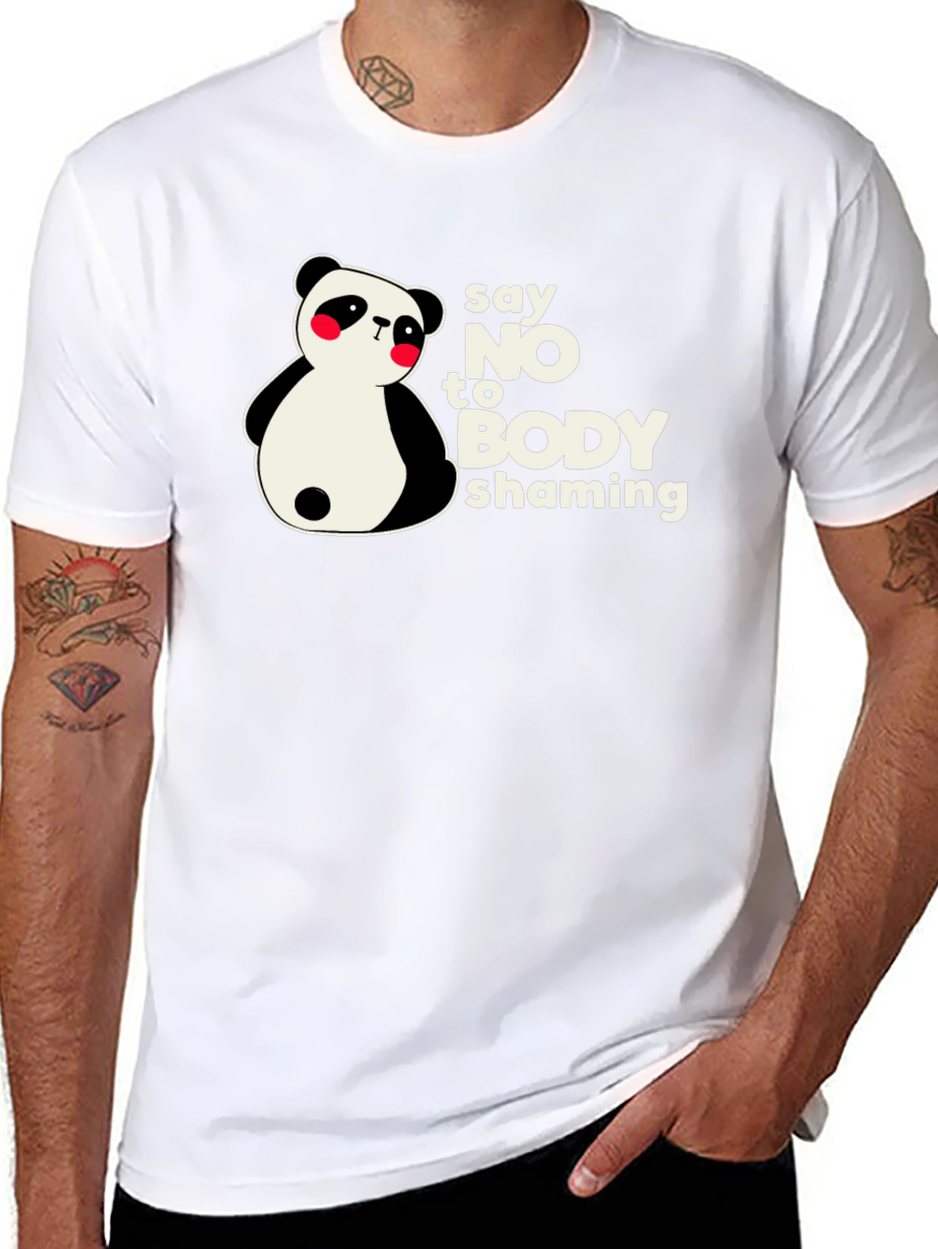 Say No to Body Shaming Panda Graphic T-Shirt