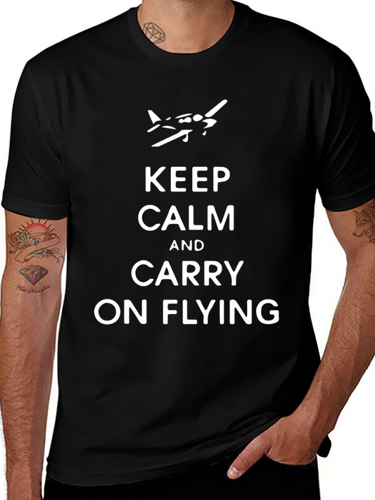 Keep Calm and Carry On Flying T-Shirt - Black