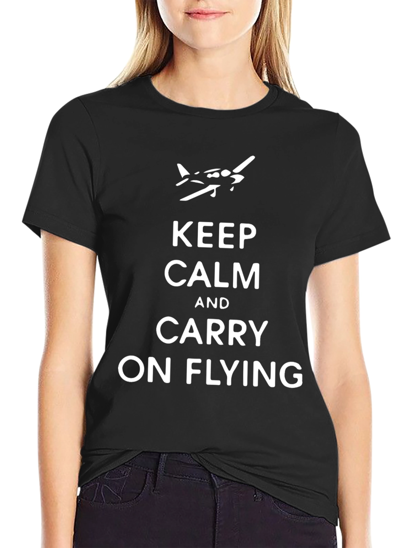 Keep Calm and Carry On Flying T-Shirt - Black