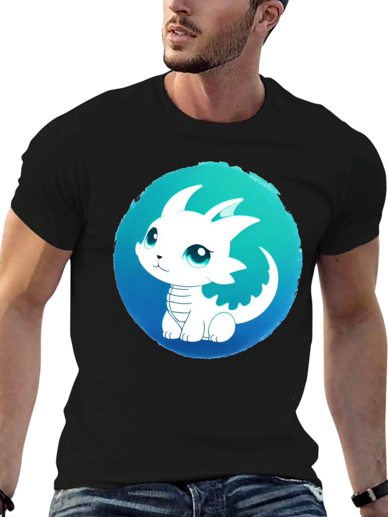 Cute Dragon Graphic Tee - Black