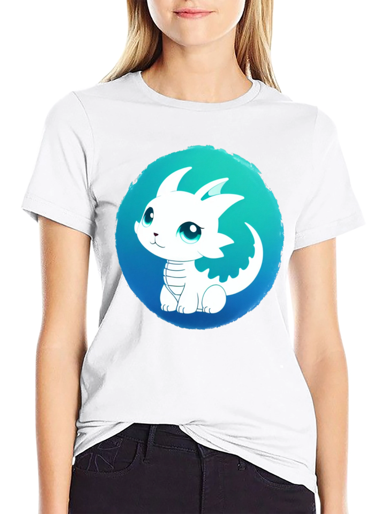 Cute Dragon Graphic Tee - Black