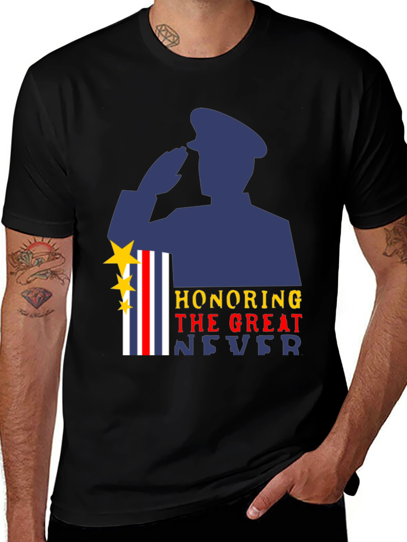 Honoring The Great Never Military Graphic T-Shirt