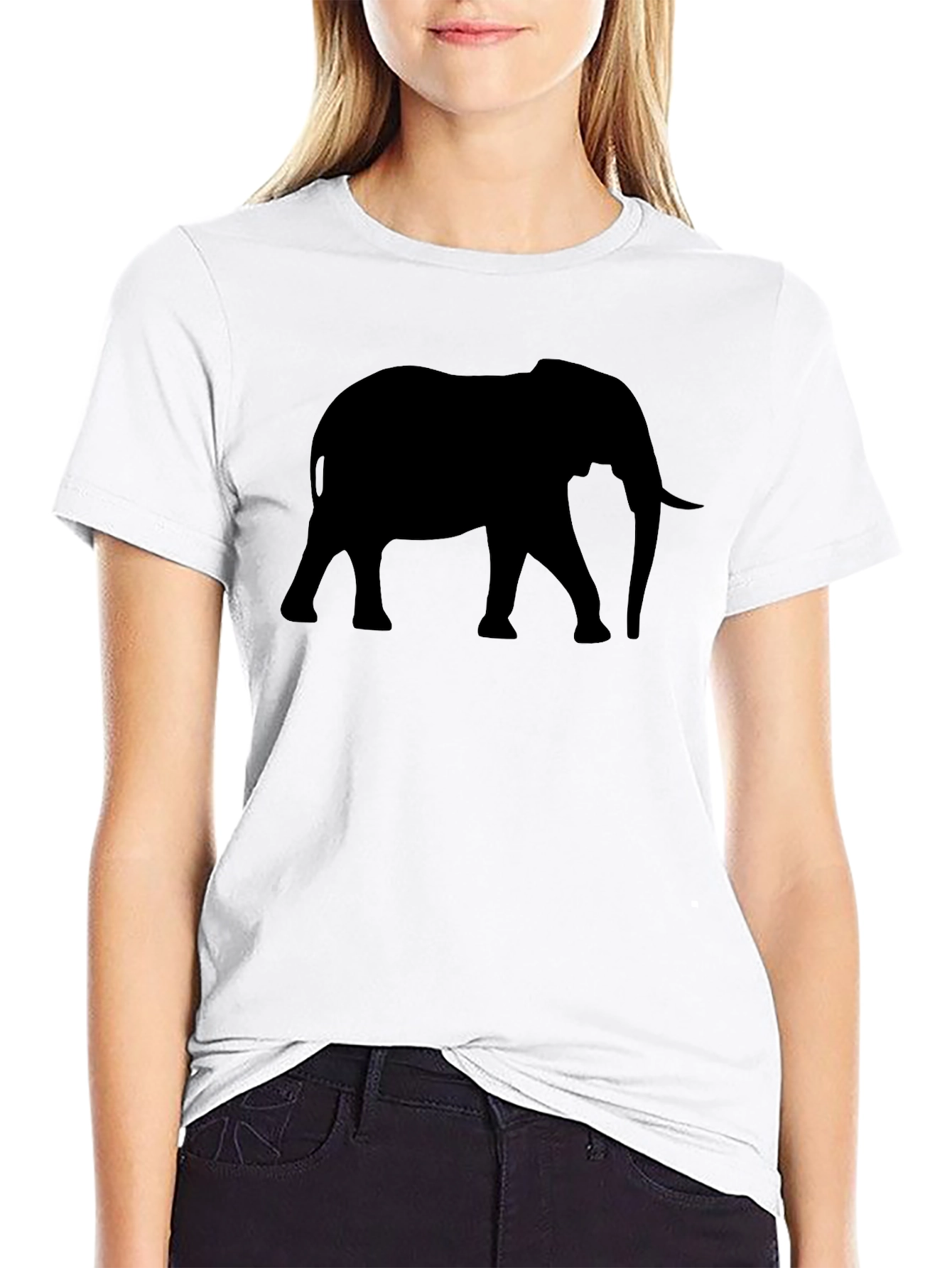 Elephant Silhouette Graphic Tee - Mens Black T-Shirt