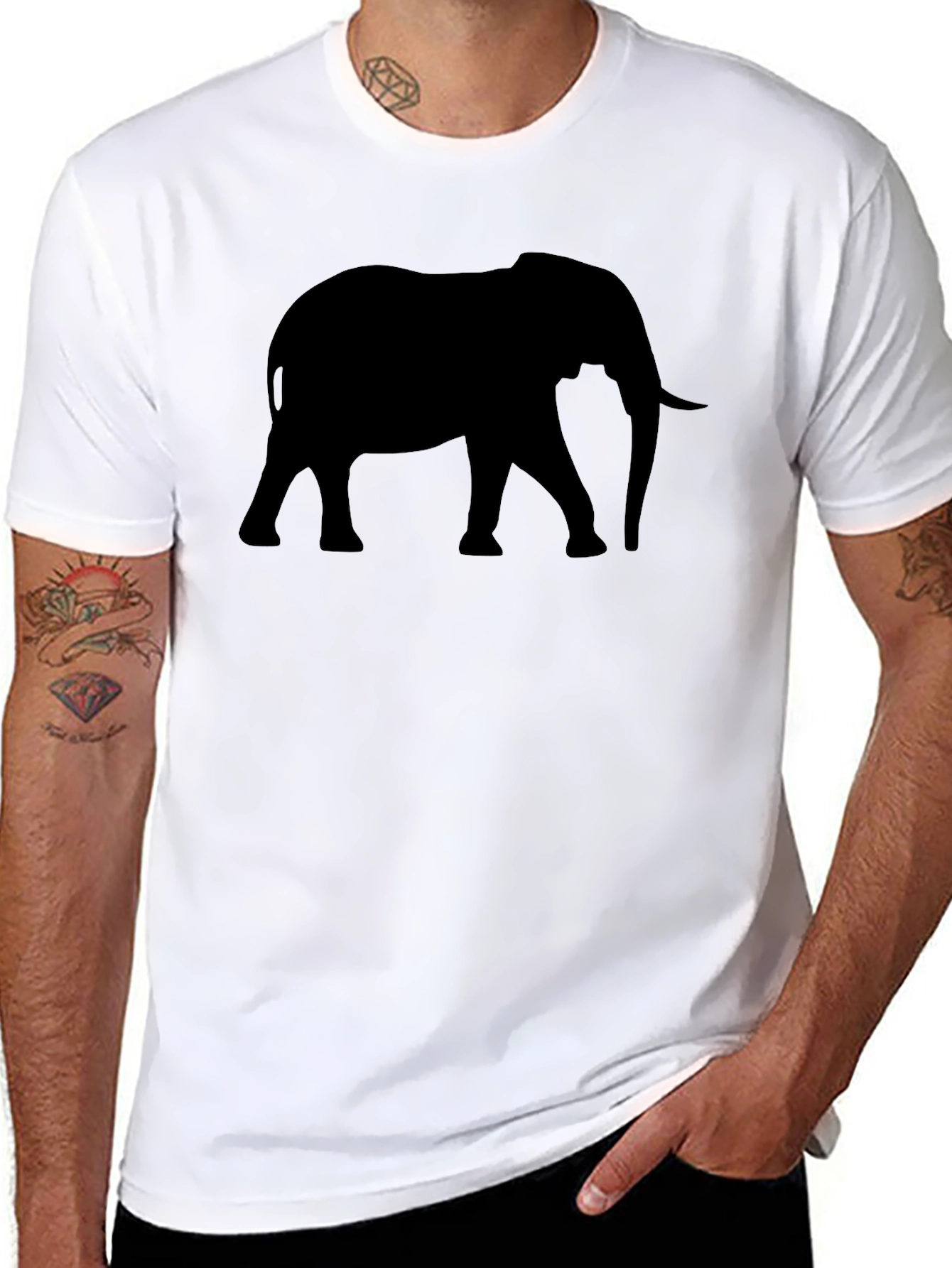 Elephant Silhouette Graphic Tee - Mens Black T-Shirt