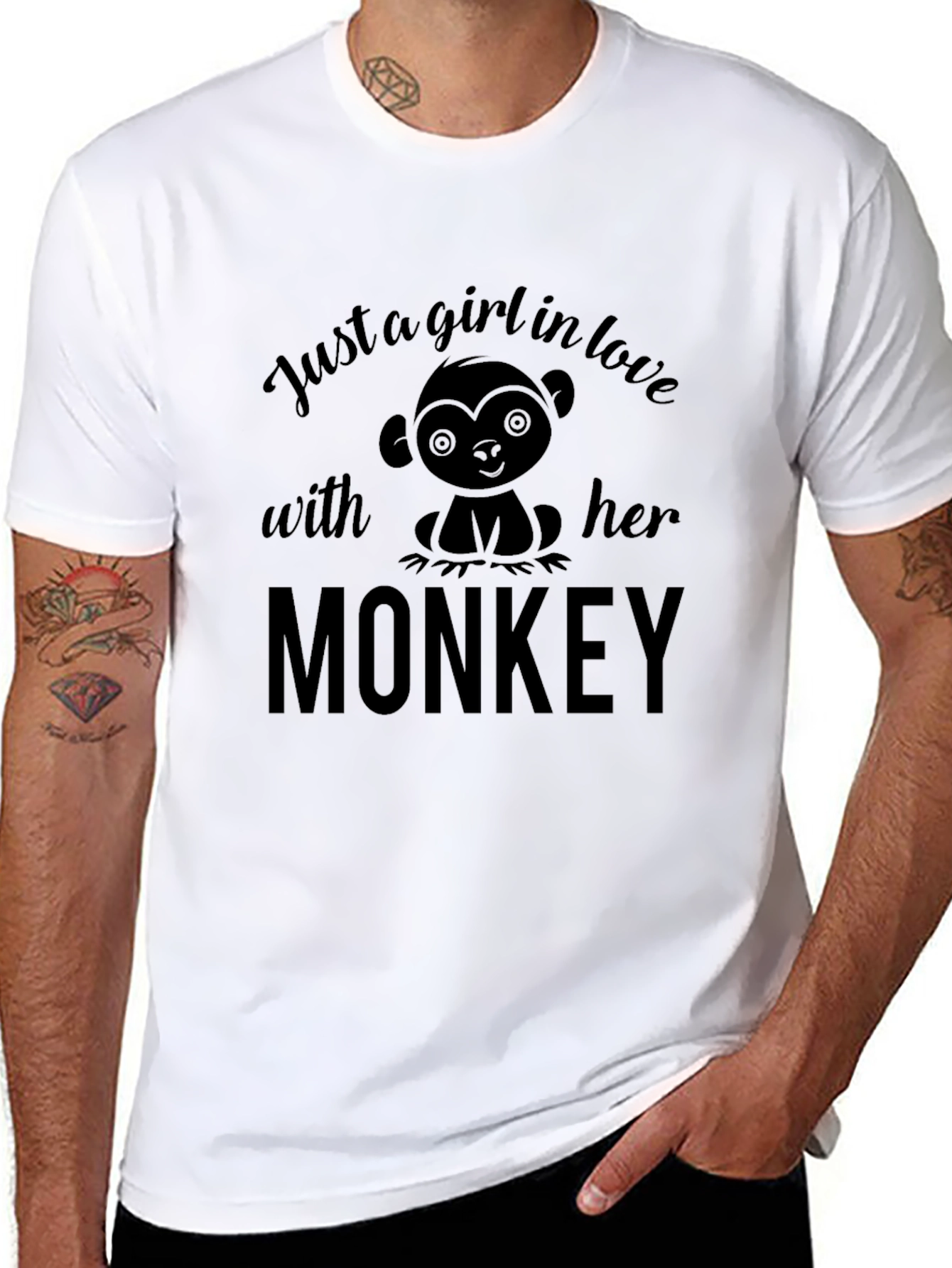 Girl In Love with Her Monkey Graphic T-Shirt